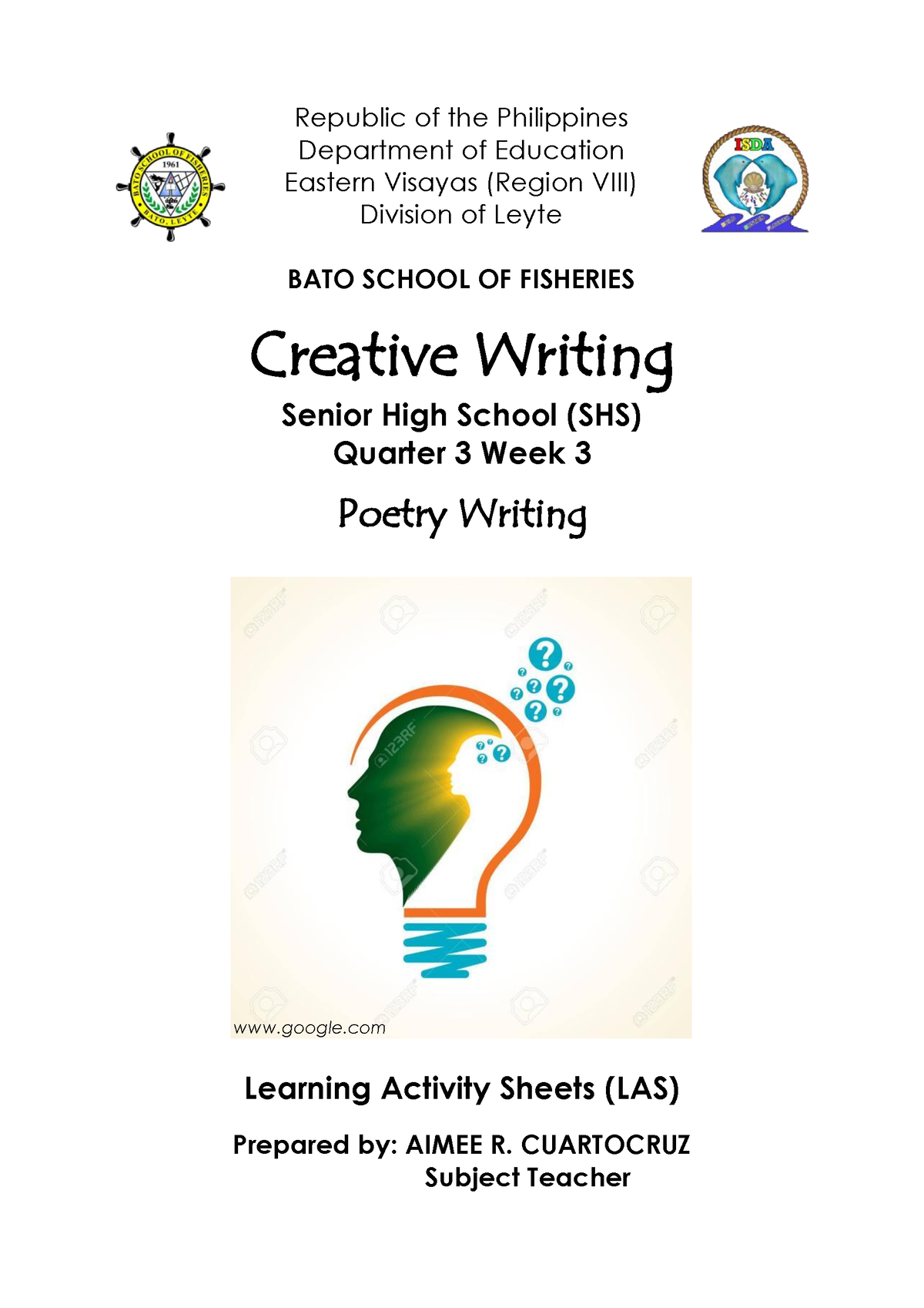 creative writing shs module