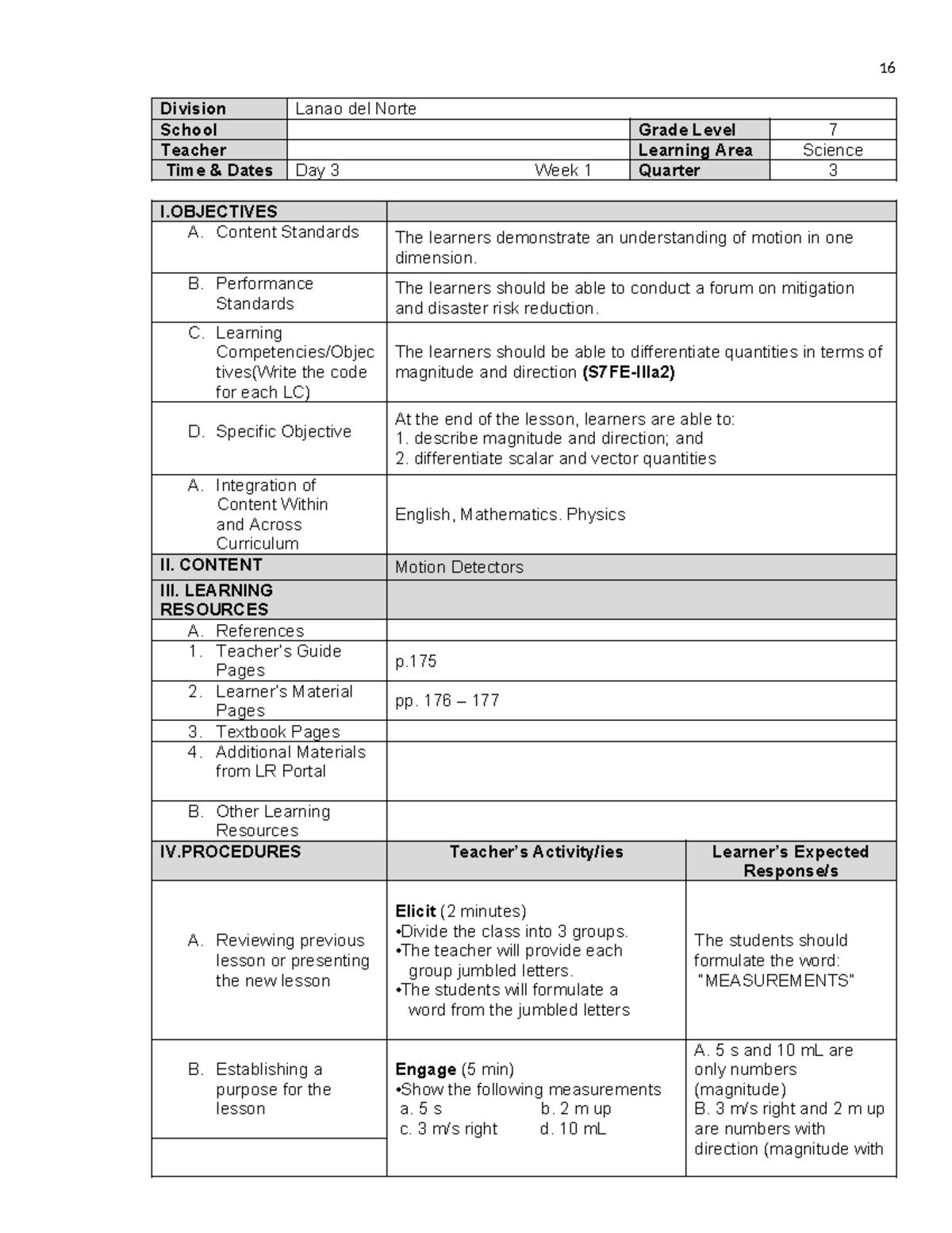 SCALAR AND VECTOR - Division Lanao del Norte School Grade Level 7 ...