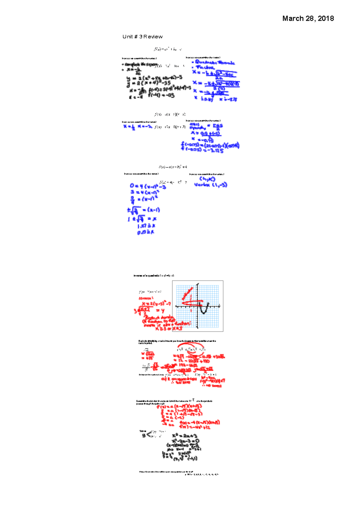 Copy of the unit 3 review - March 28, 2018 Unit # 3 Review How do we ...