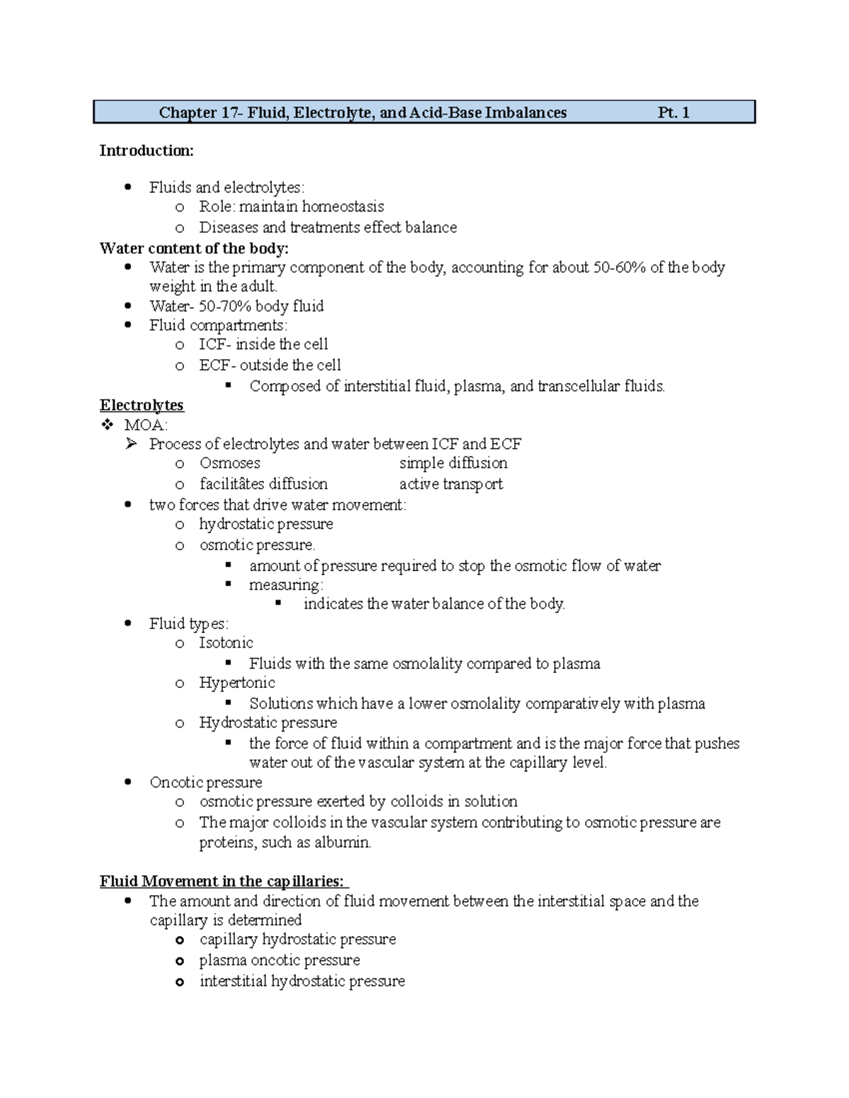 MED SURG- Ch 17 PART 1 - MED SURG Ch 17 Pt 1 Lecture Notes - Chapter 17 ...