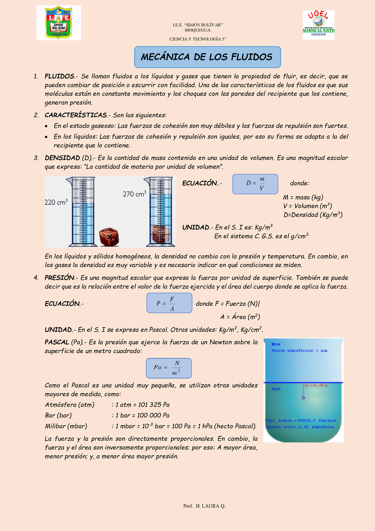 Sesión N° 17 - Mecánica DE LOS Fluidos - MOQUEGUA CIENCIA Y TECNOLOGÍA ...