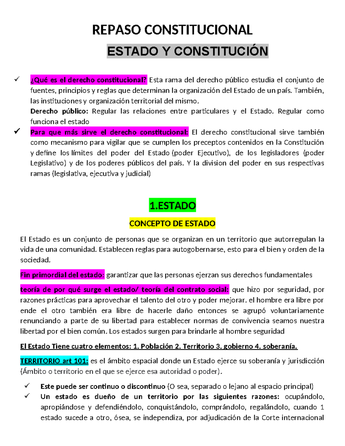 Constitucional Repaso primer año - REPASO CONSTITUCIONAL ESTADO Y ...