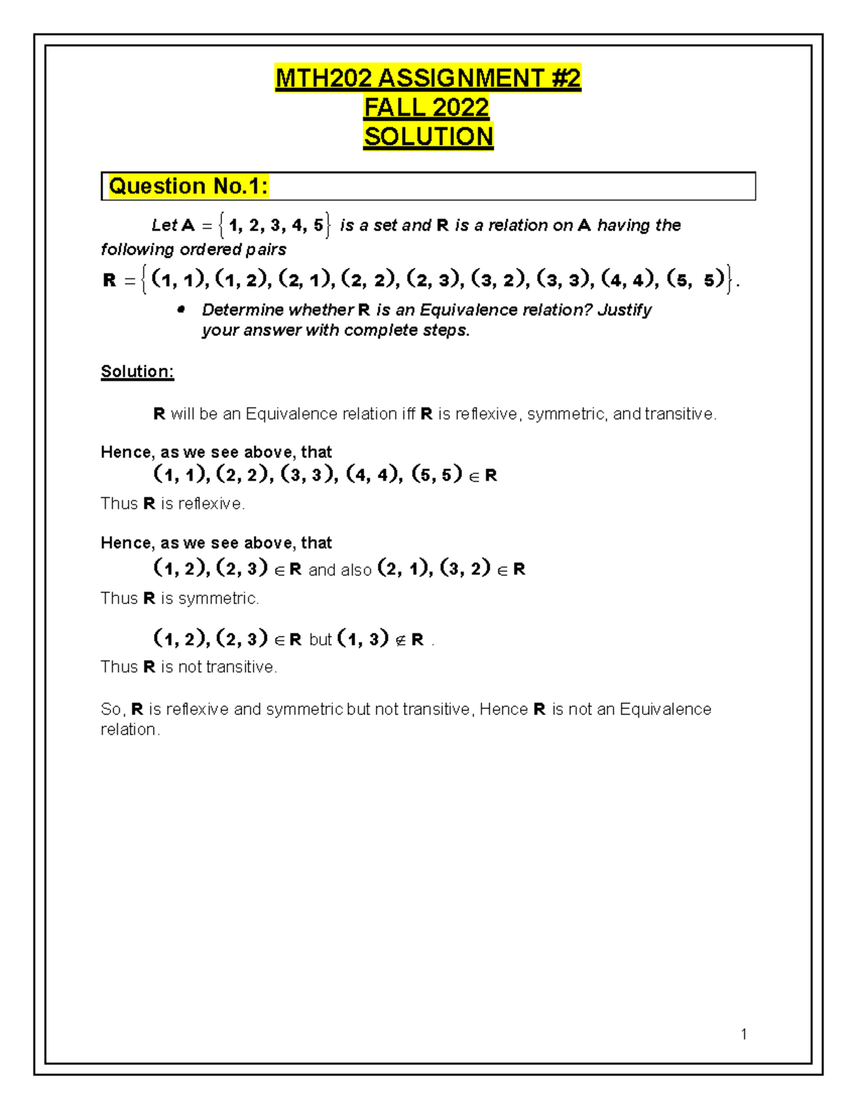 mth202 assignment 2 solution fall 2022