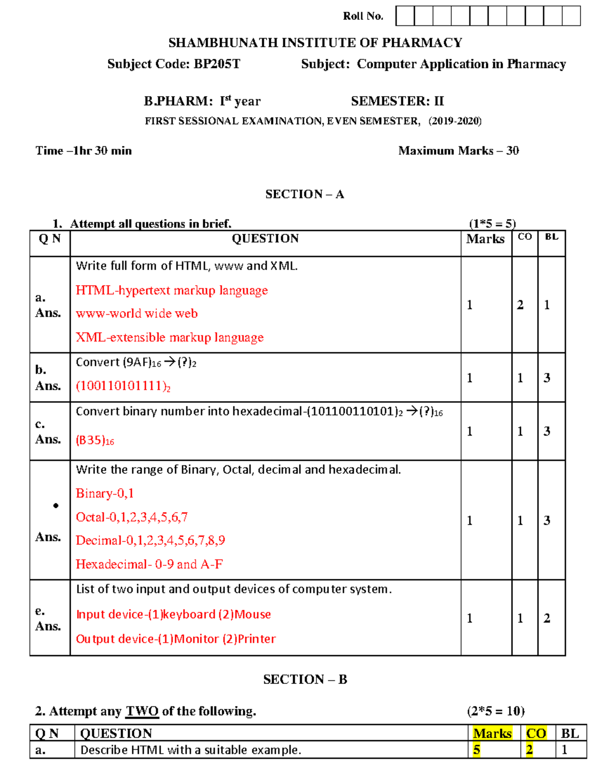 BP205T - Lecture Notes 1 - SHAMBHUNATH INSTITUTE OF PHARMACY Subject ...