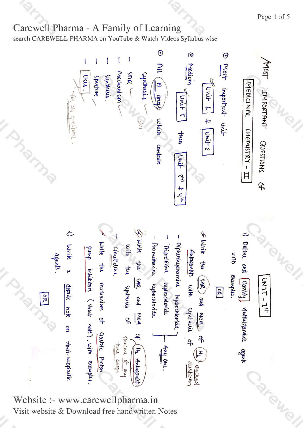 Medicinal Chemistry 2 2021 Most Important Questions - E E B EE (E ...