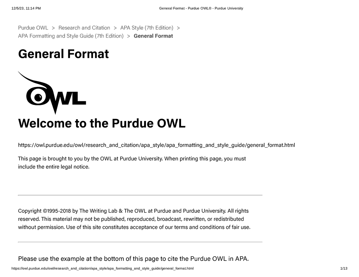 General Format - Purdue OWL® - Purdue University