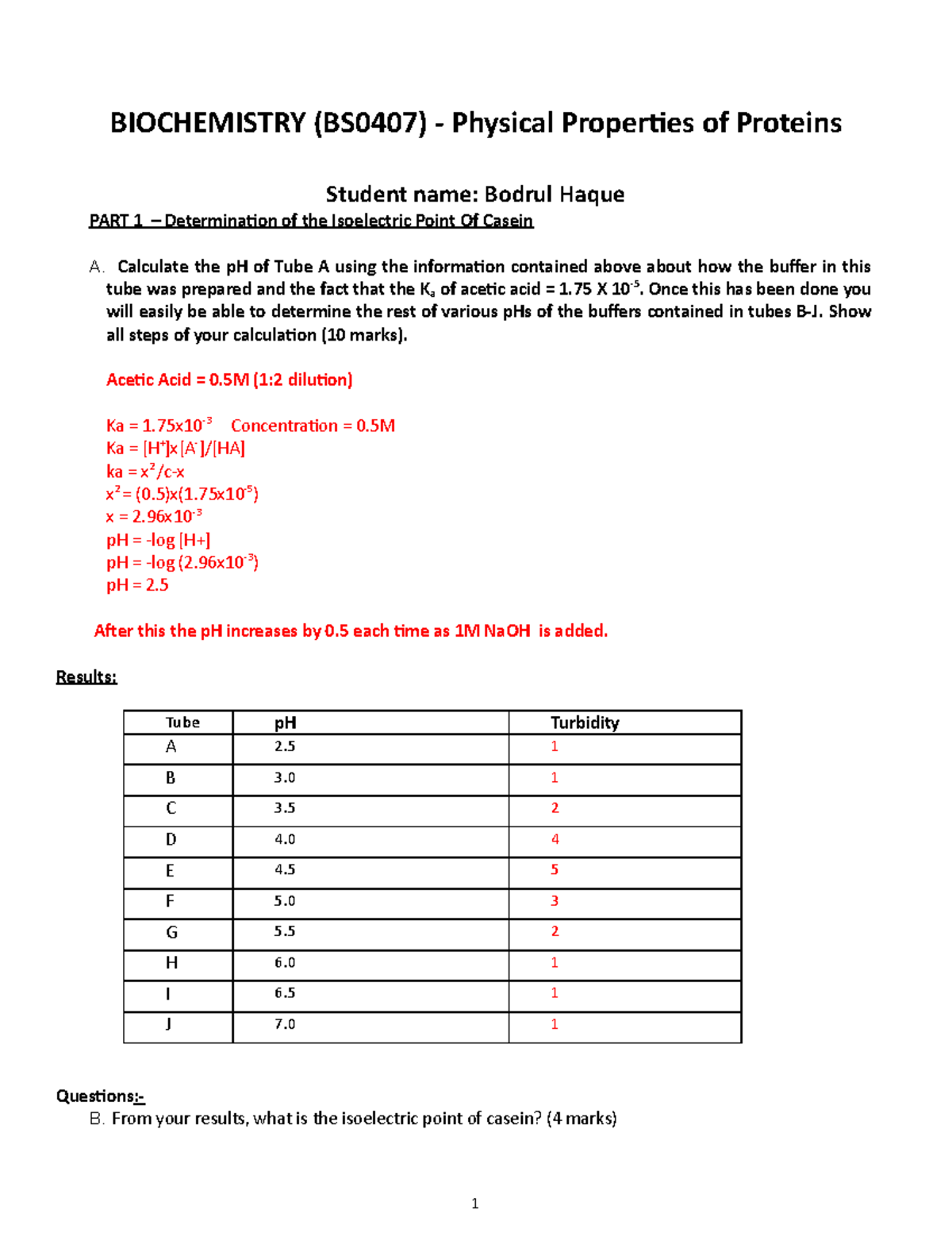Exam 11 January 2016, questions and answers - BIOCHEMISTRY (BS0407 ...