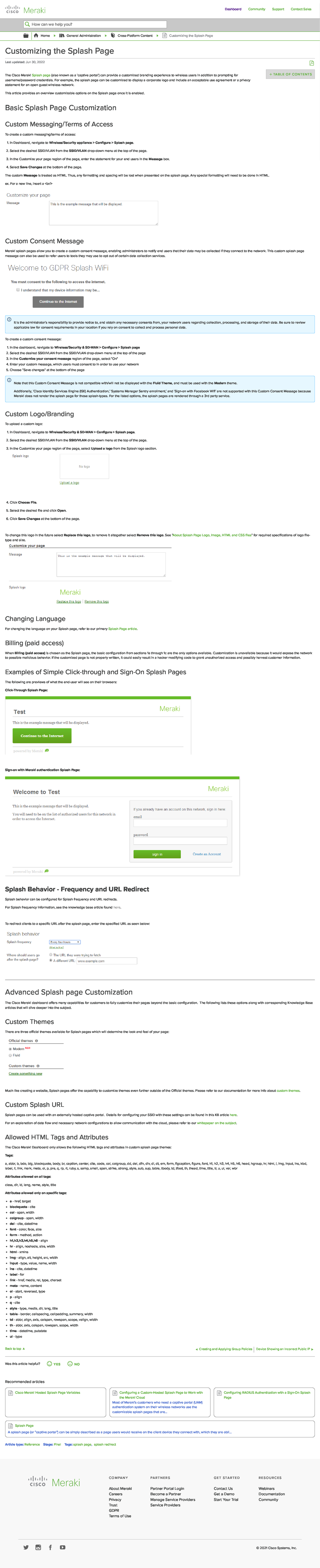 Customizing The Splash Page - Cisco Meraki - Copy - Home » General 