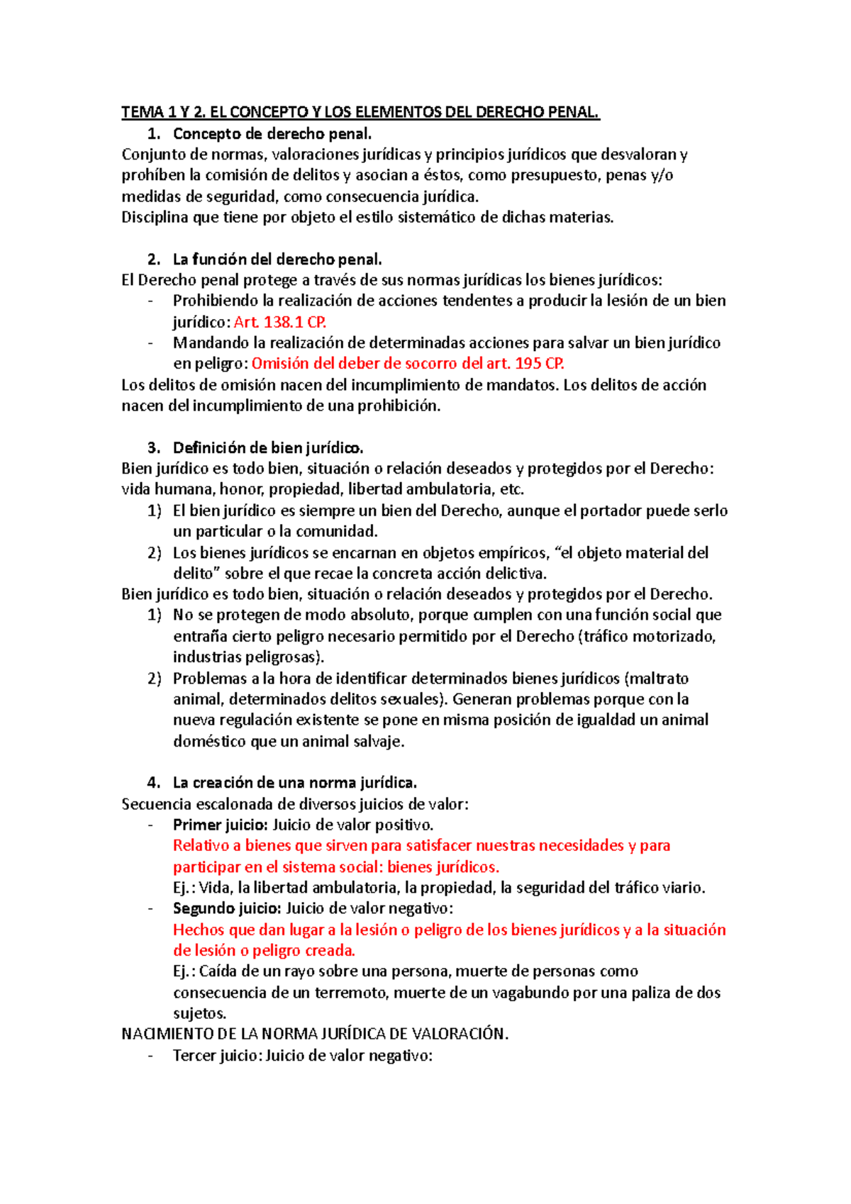 Derecho Penal Apuntes - TEMA 1 Y 2. EL CONCEPTO Y LOS ELEMENTOS DEL ...