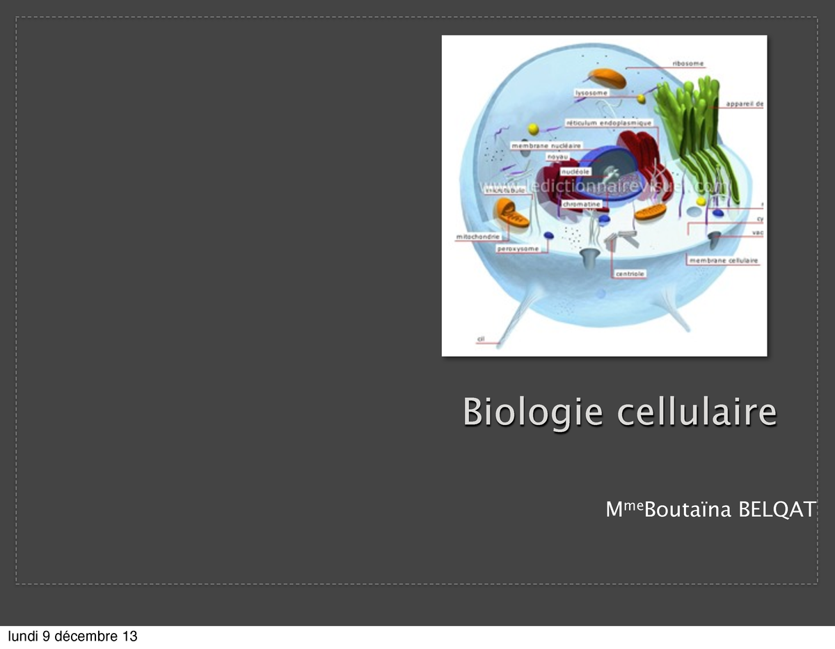 Cours : Biologie Cellulaire Svi L1 - Biologie Cellulaire M Me Boutaïna ...