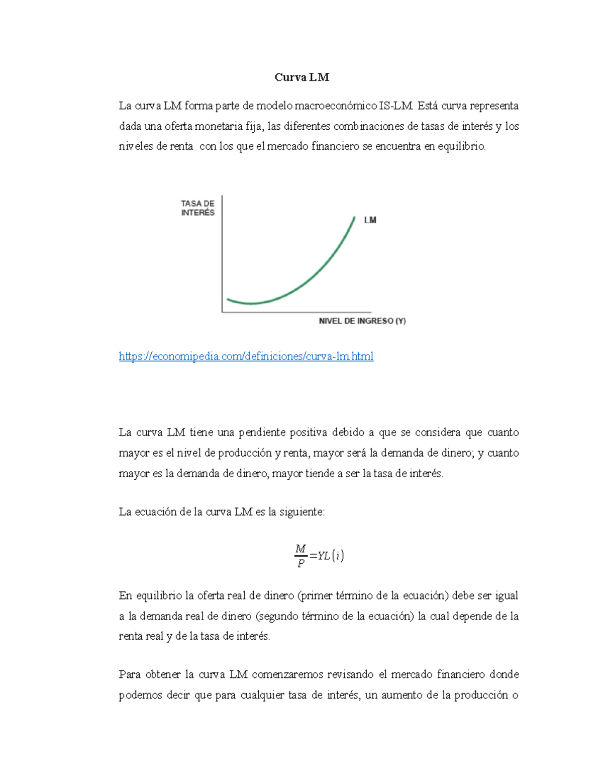 Curva Lm Temas Macro Curva Lm La Curva Lm Forma Parte De Modelo Macroecon Mico Is Lm Est