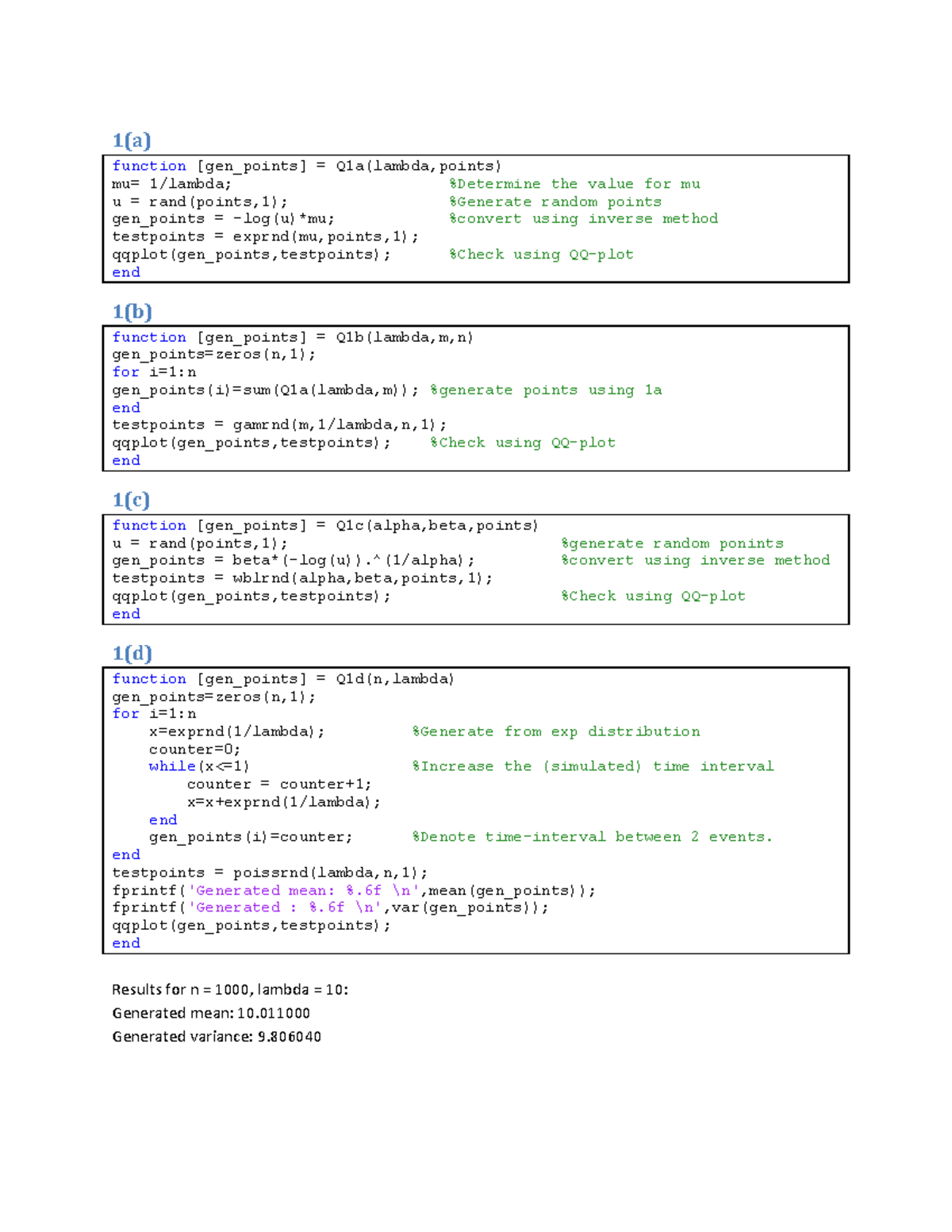 Opdracht Week 4 Eindcijfer 10 Function Gen Points Q1a Lambda Points Mu Lambda Determine The Value For Mu Rand Points Generate Random Points Gen Points Log Mu Studeersnel