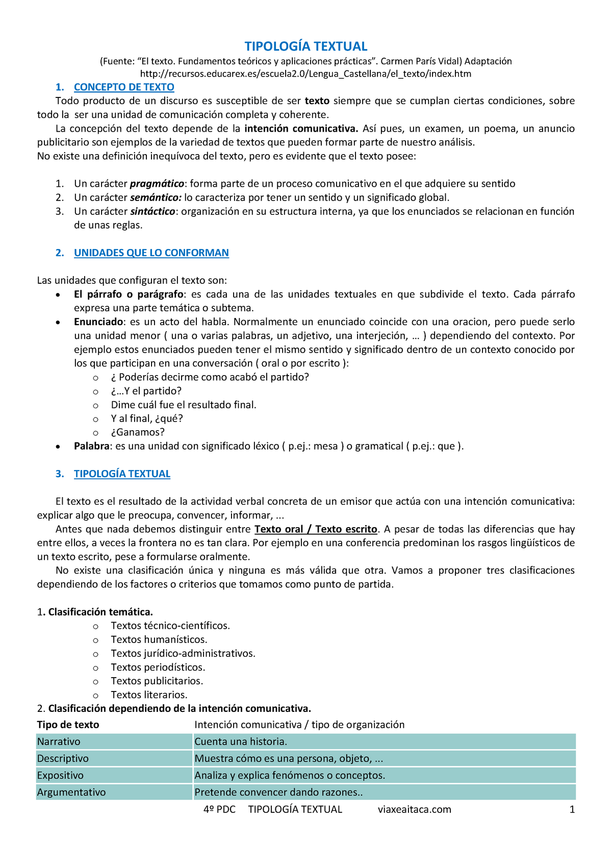 Tipologia Textual - TIPOLOGÍA TEXTUAL (Fuente: “El Texto. Fundamentos ...