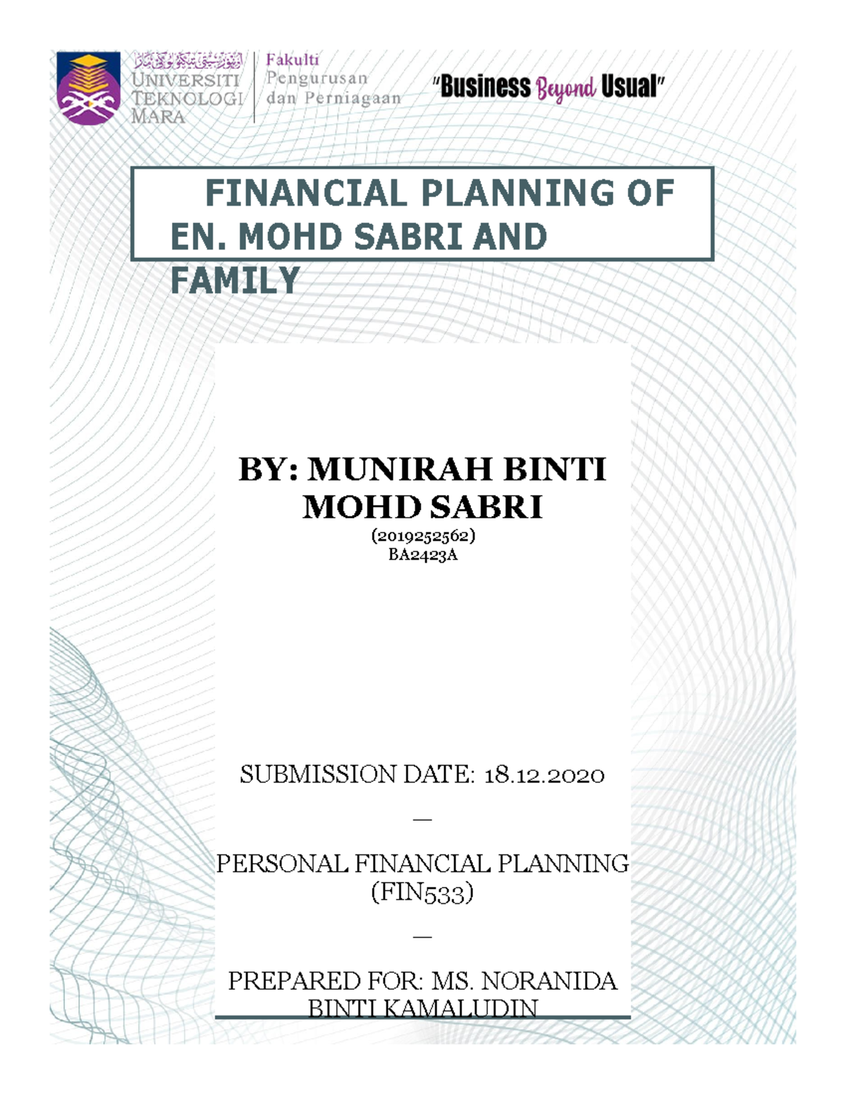 Individual Assignment FIN 533 (Financial Planning) - Human Resource ...