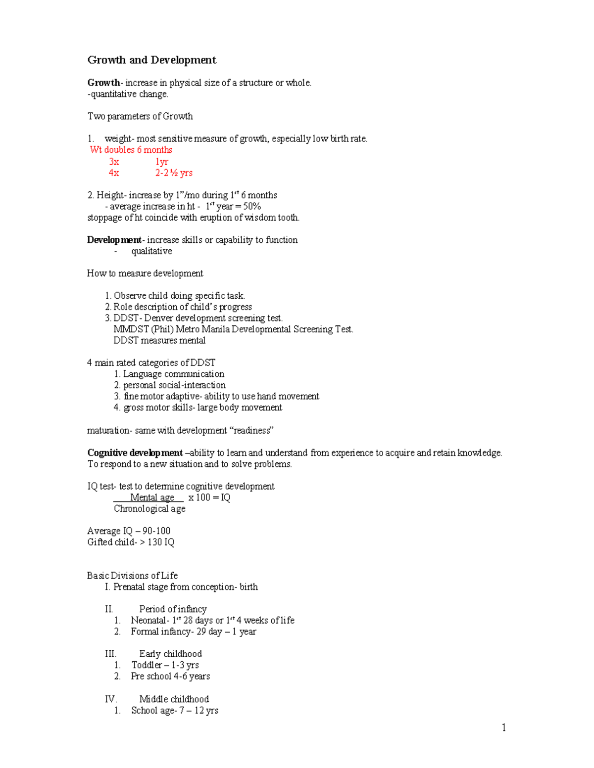 Pedia 22-1 - dfdfdf - Growth and Development Growth- increase in ...
