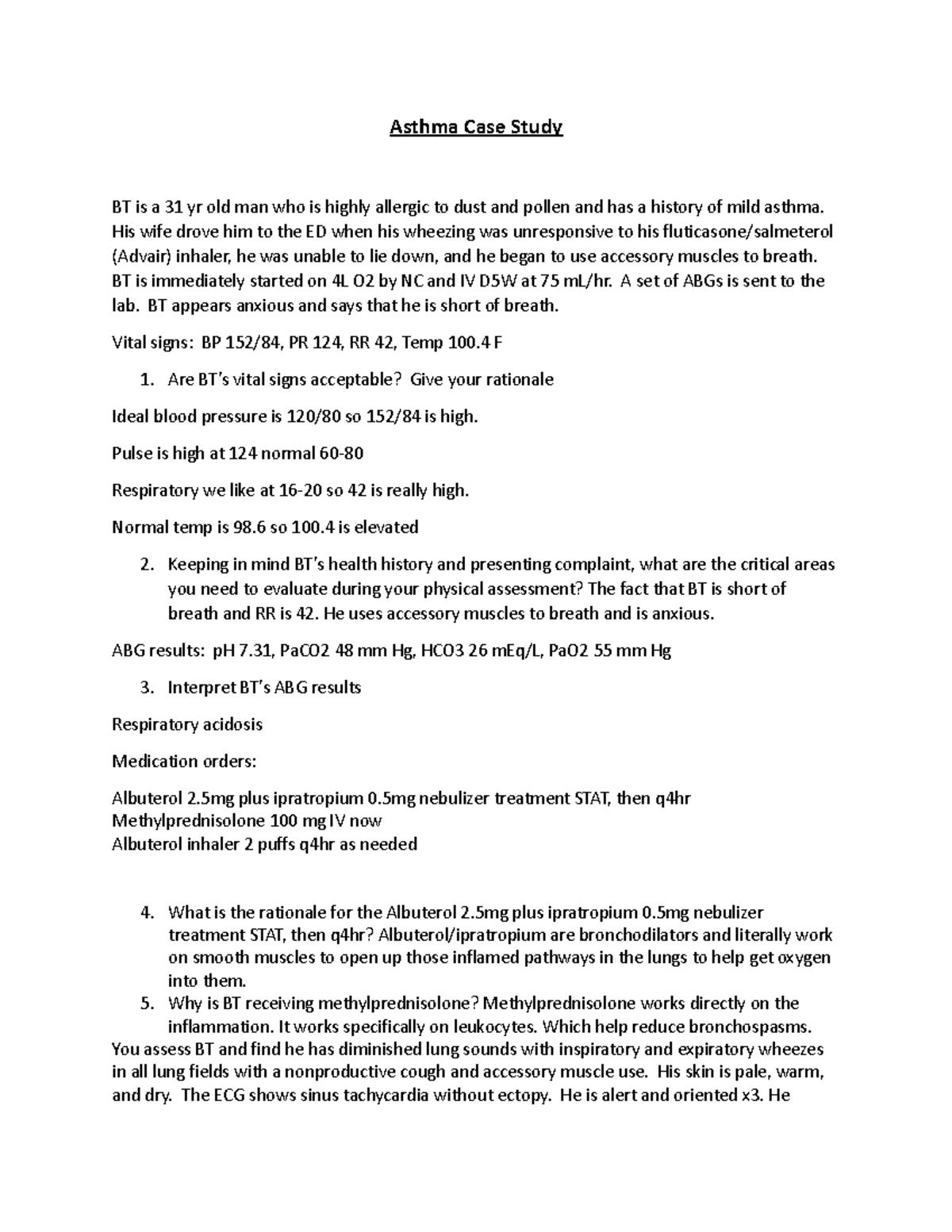 case study allergic asthma