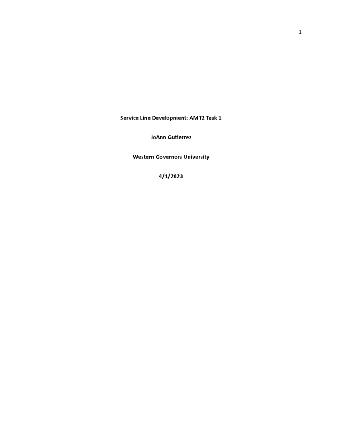 AMT2 Task 1 - Example of Performance Assessment - Service Line ...