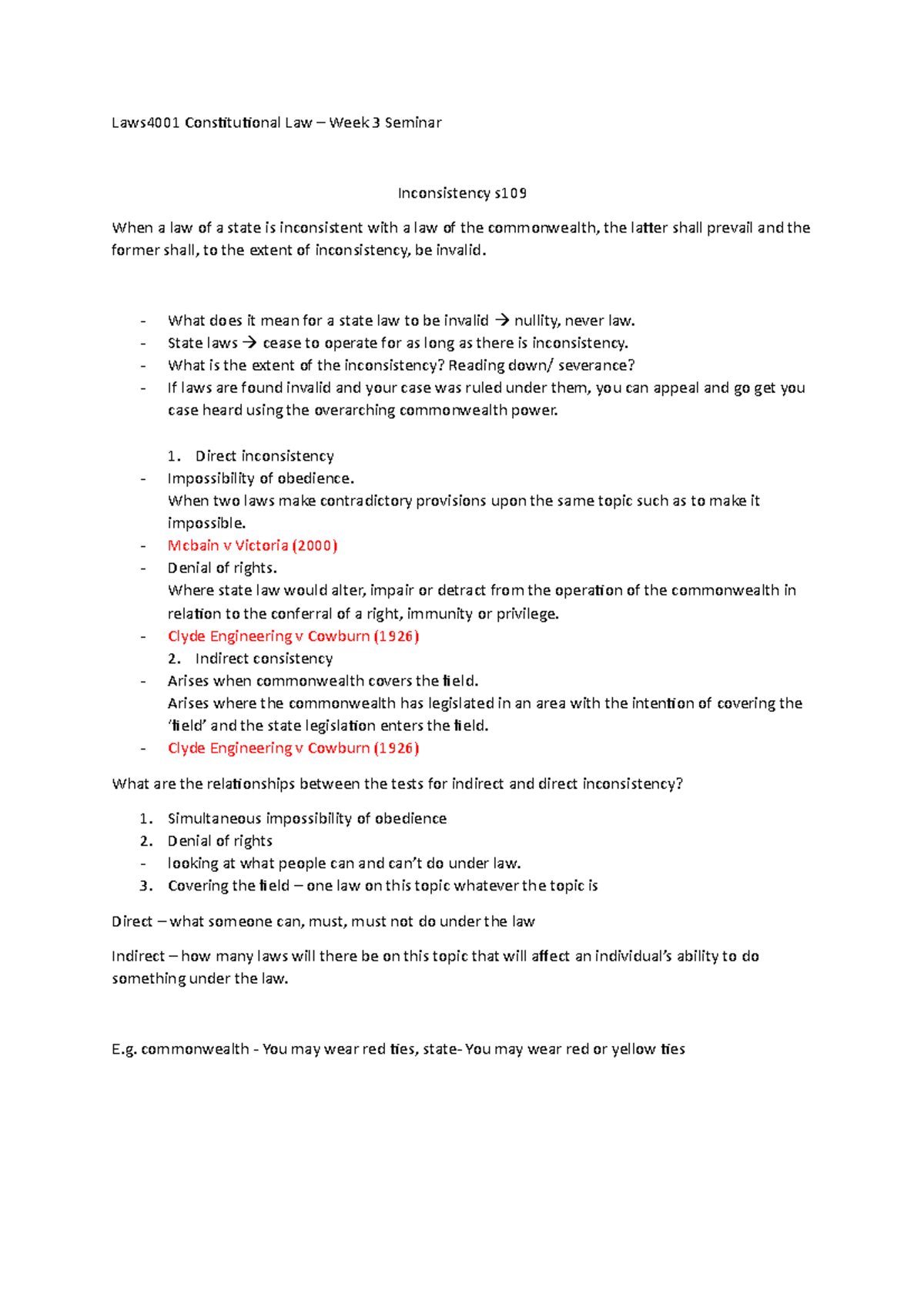 Laws4001 Constitutional Law Week 3 Seminar LAWS4001 UoN Studocu