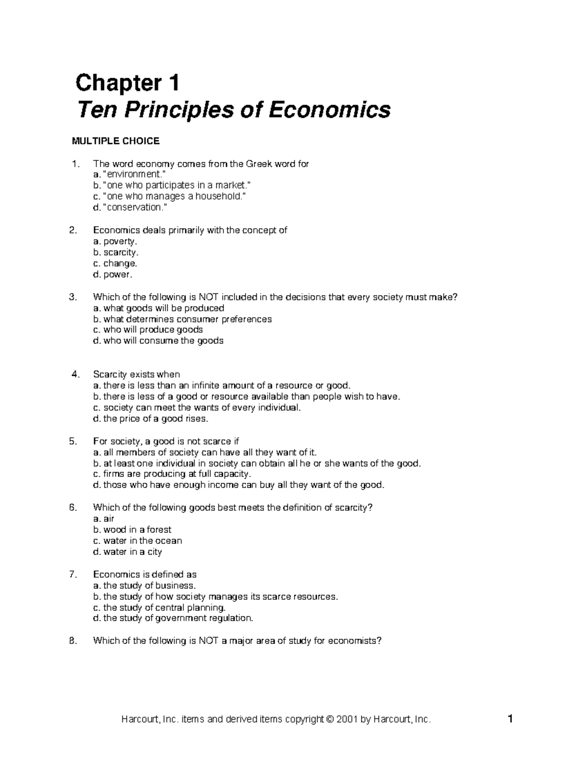 Chap01-testbank-micro - Chapter 1 Ten Principles of Economics MULTIPLE ...