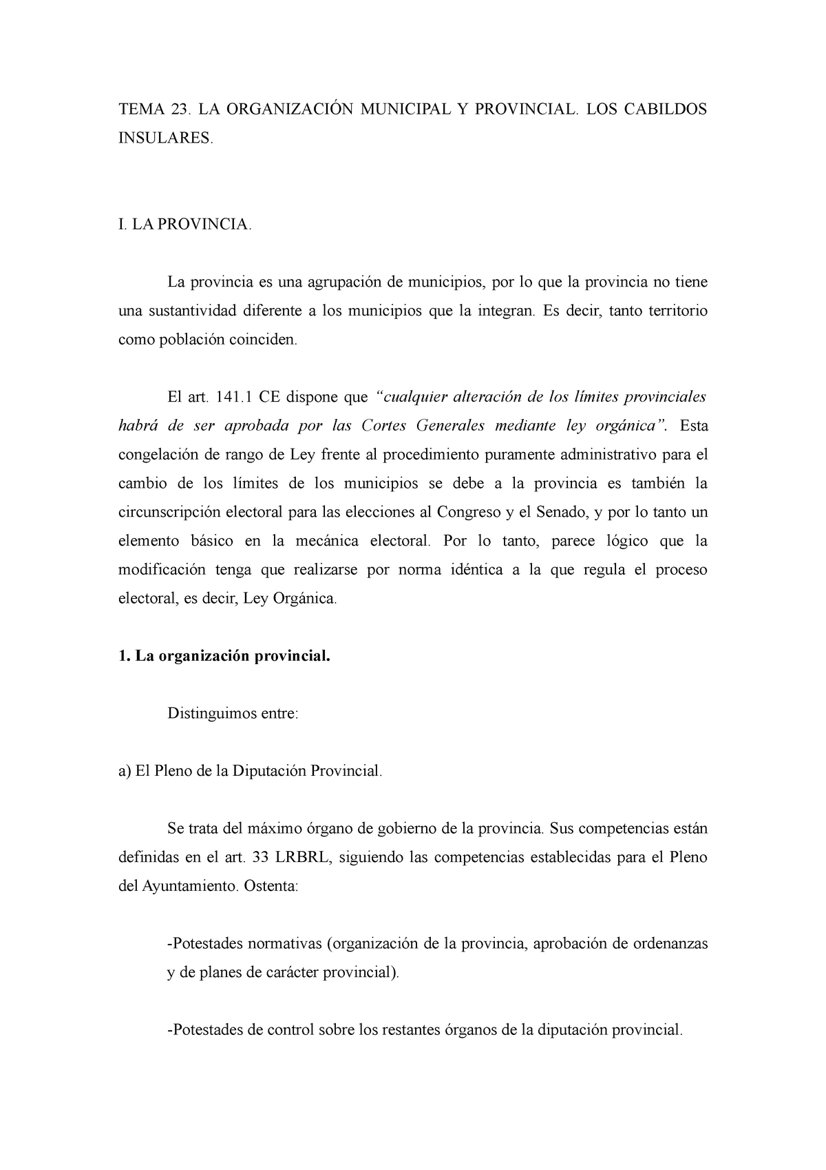 Tema Los Cabildos - TEMA 23. LA MUNICIPAL Y PROVINCIAL. LOS CABILDOS ...