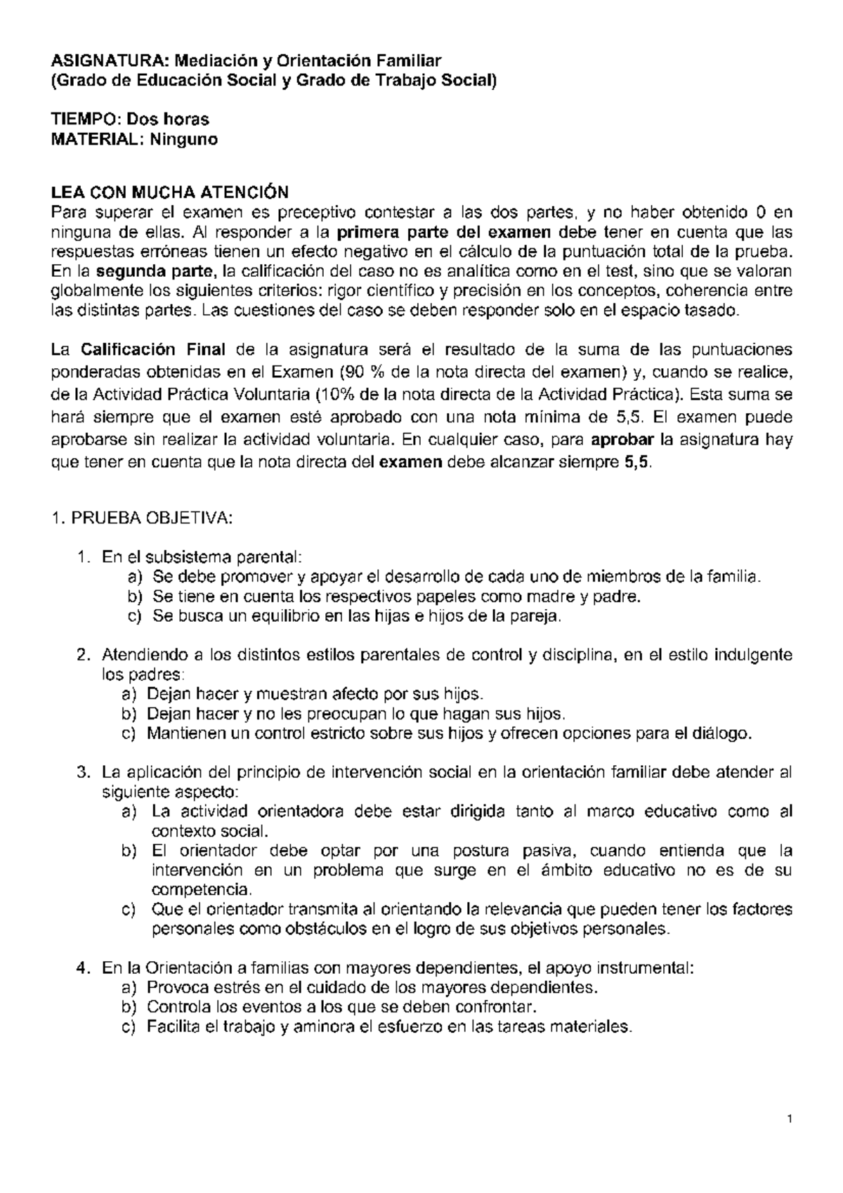 Exámen De Mediación Y Orientación Familiar Uned - Mediación Y ...