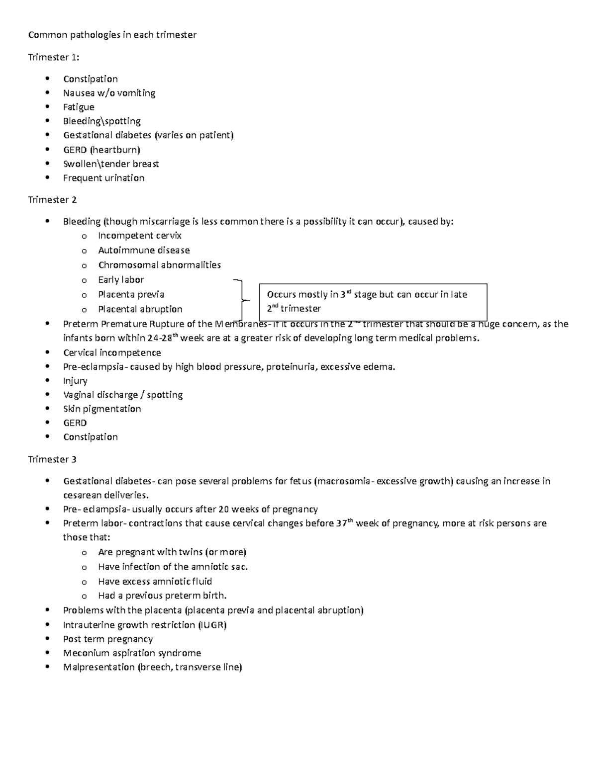 common-pathologies-in-each-trimester-common-pathologies-in-each