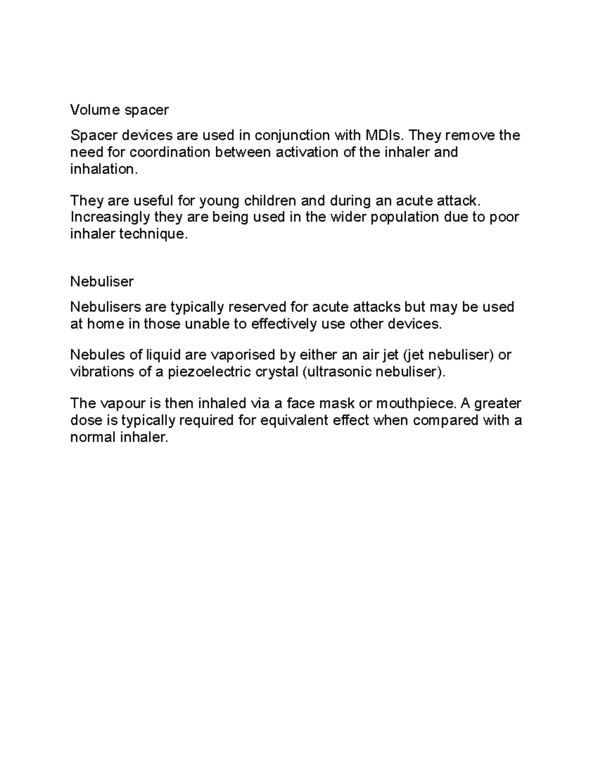 Volume spacer Lecture notes 1 Volume spacer Spacer devices are used