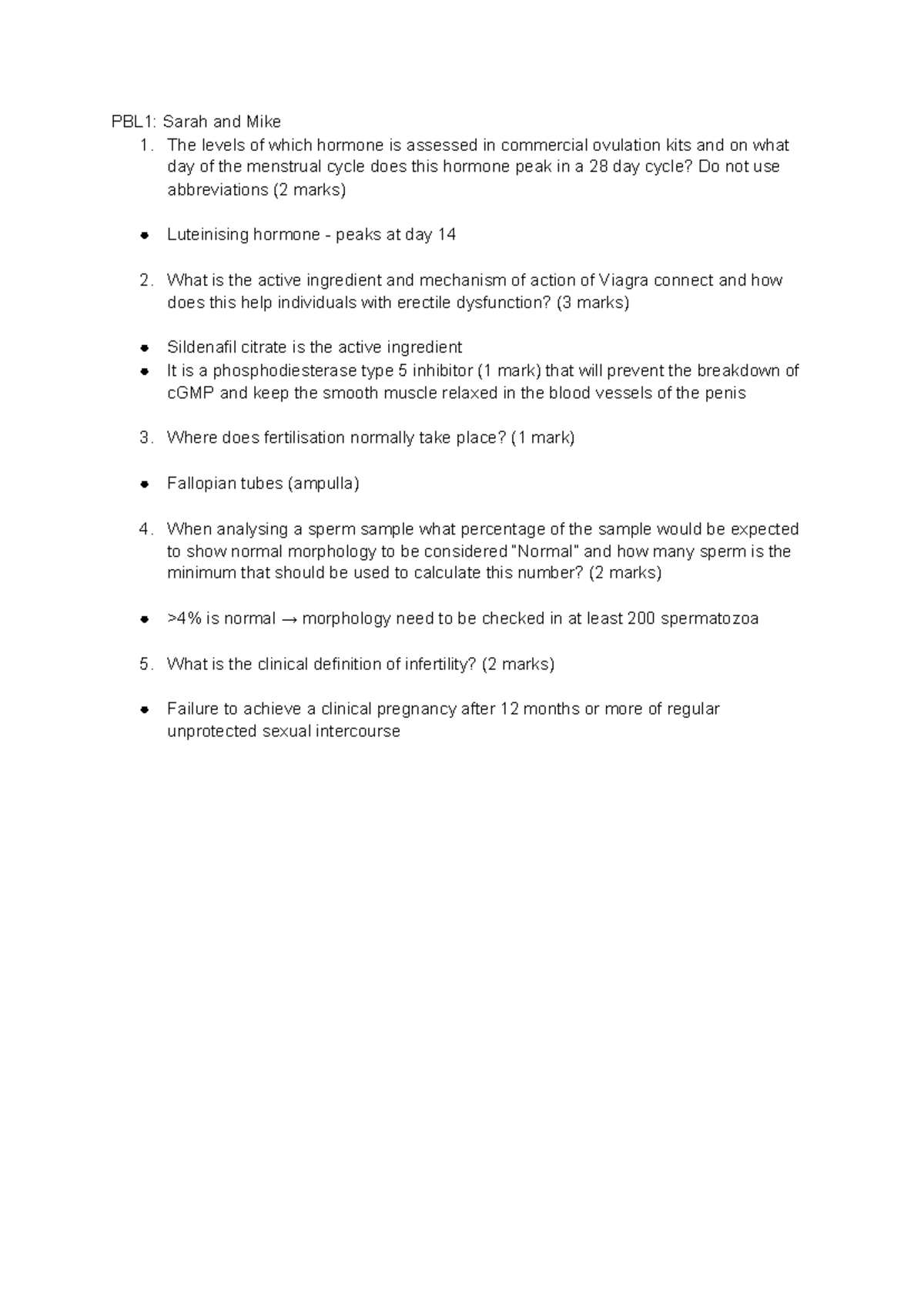 Y2 HD PBL Questions - PBL1: Sarah and Mike 1. The levels of which ...