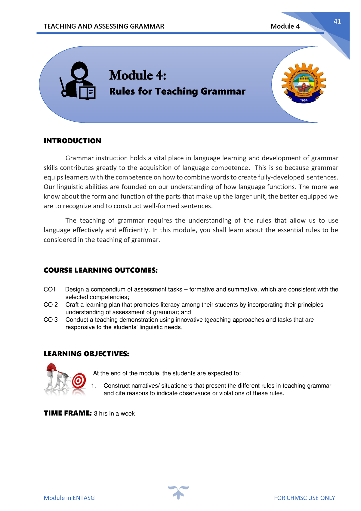 Module 4- Rules in Teaching Grammar Elaborate Activity - 41 TEACHING ...