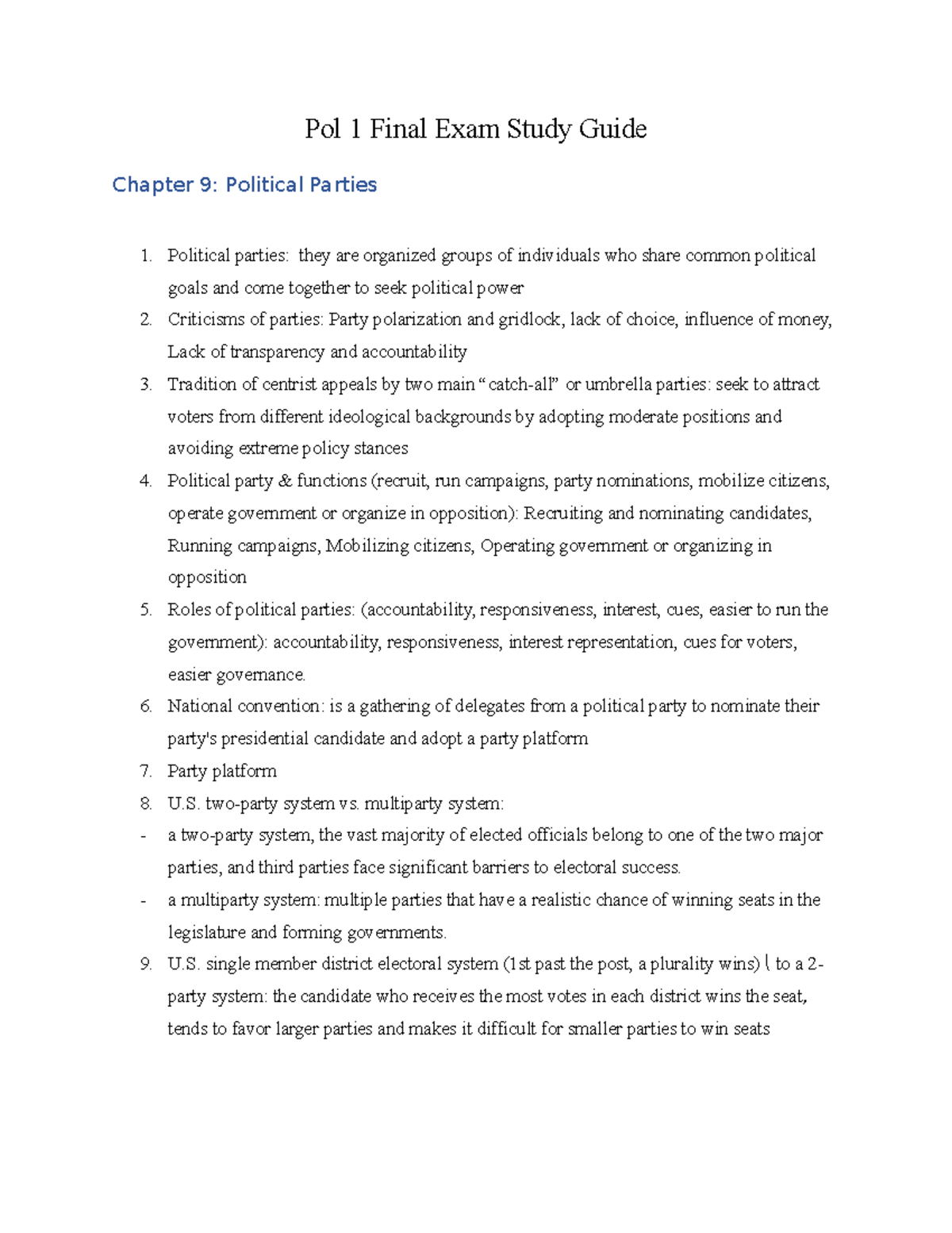 Pol 1 Final Exam Study Guide OER - Pol 1 Final Exam Study Guide Chapter ...