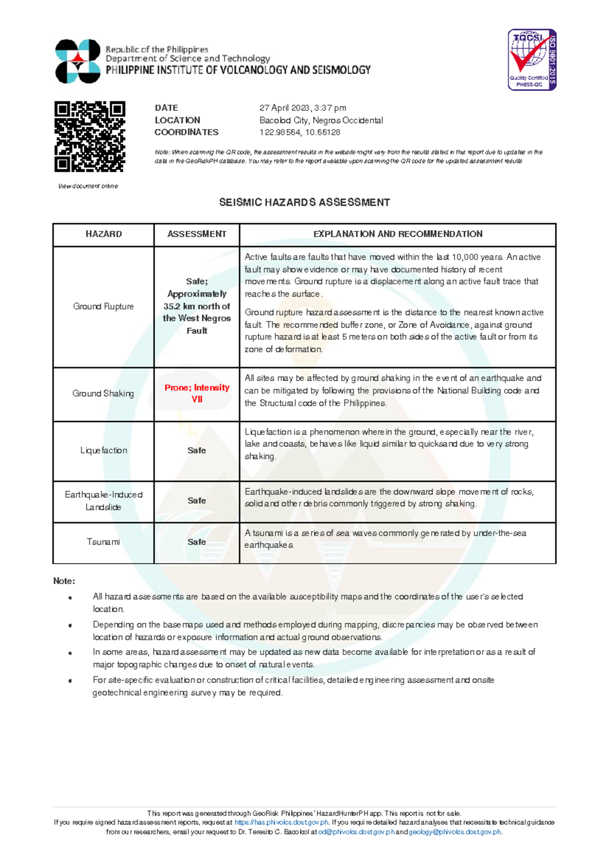 153755 Hazard Assessment Report Note All hazard assessments are