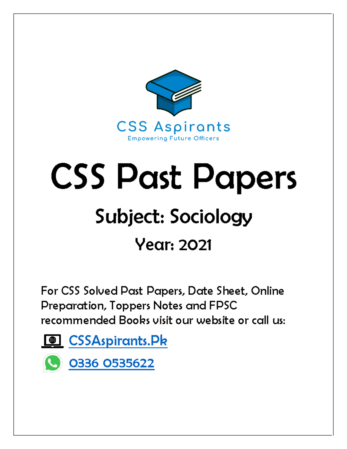 Sociology-2021 - it covers social knowledge - CSS Past Papers Subject ...
