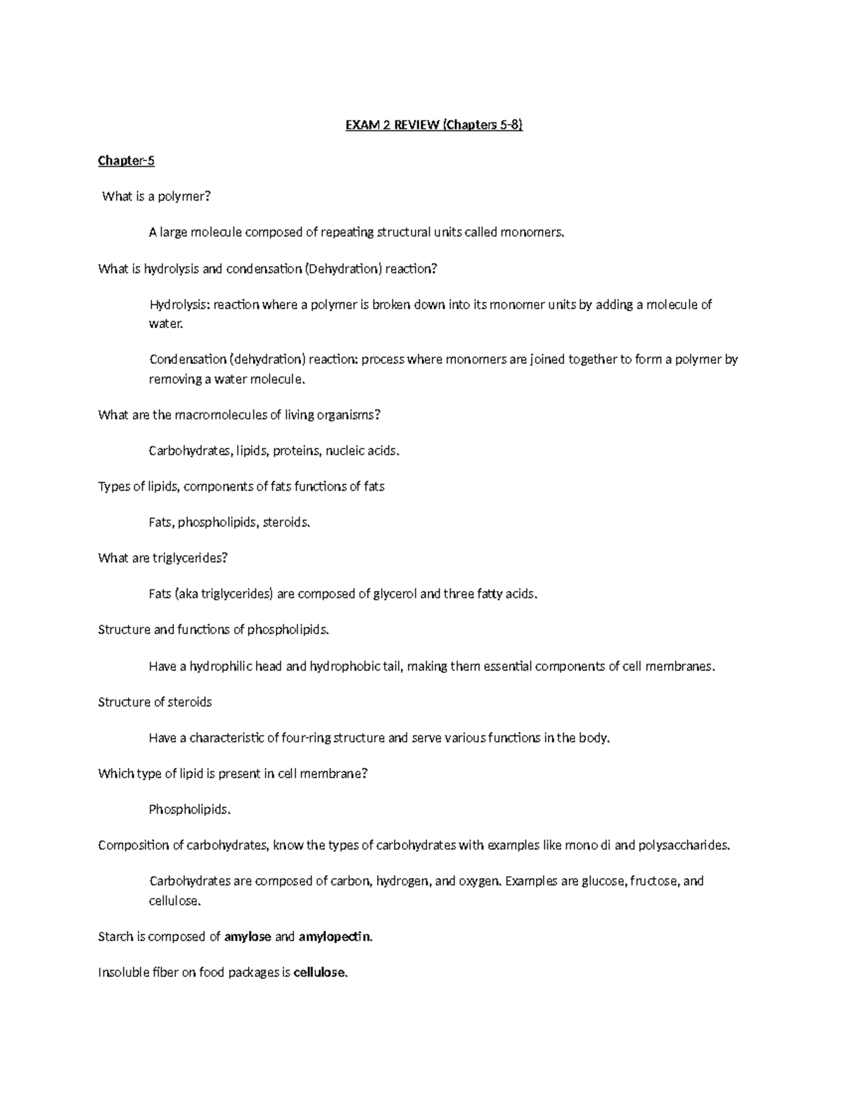 BIOL 101 Exam 2 Study Guide: Key Concepts and Definitions - EXAM 2 ...