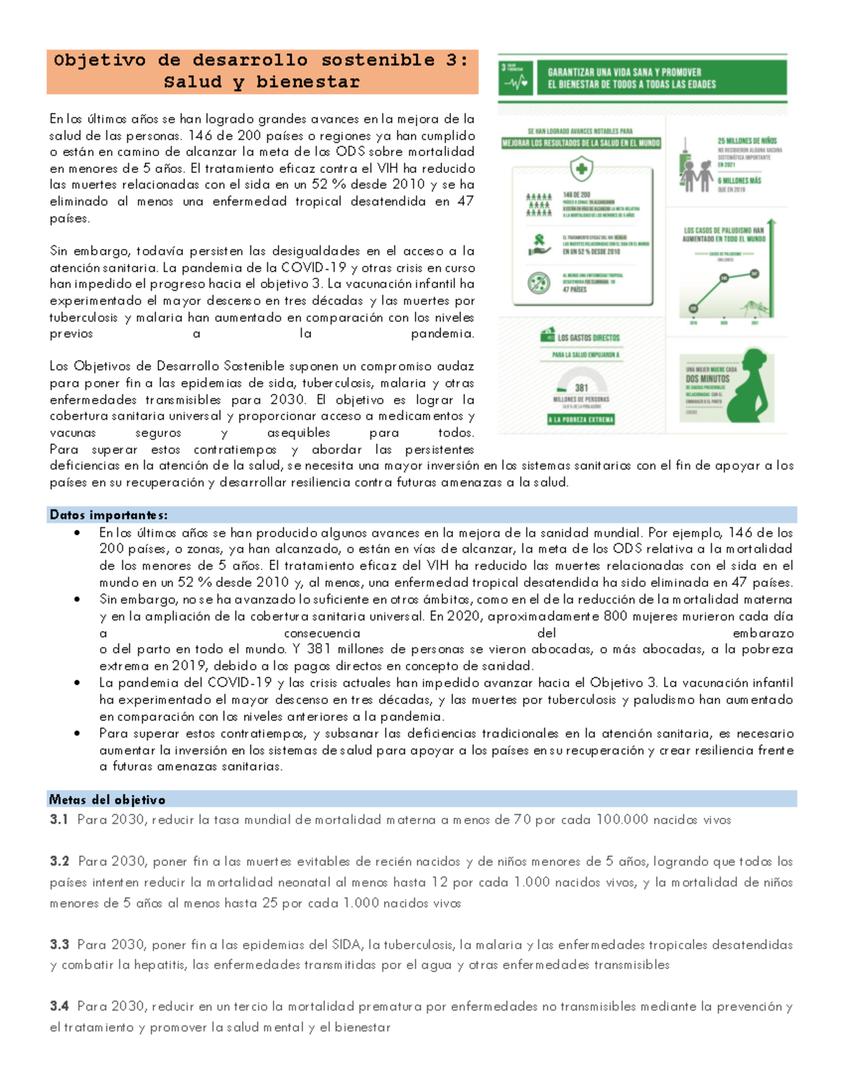 ODS 3 - Apuntes - Objetivo de desarrollo sostenible 3: Salud y ...