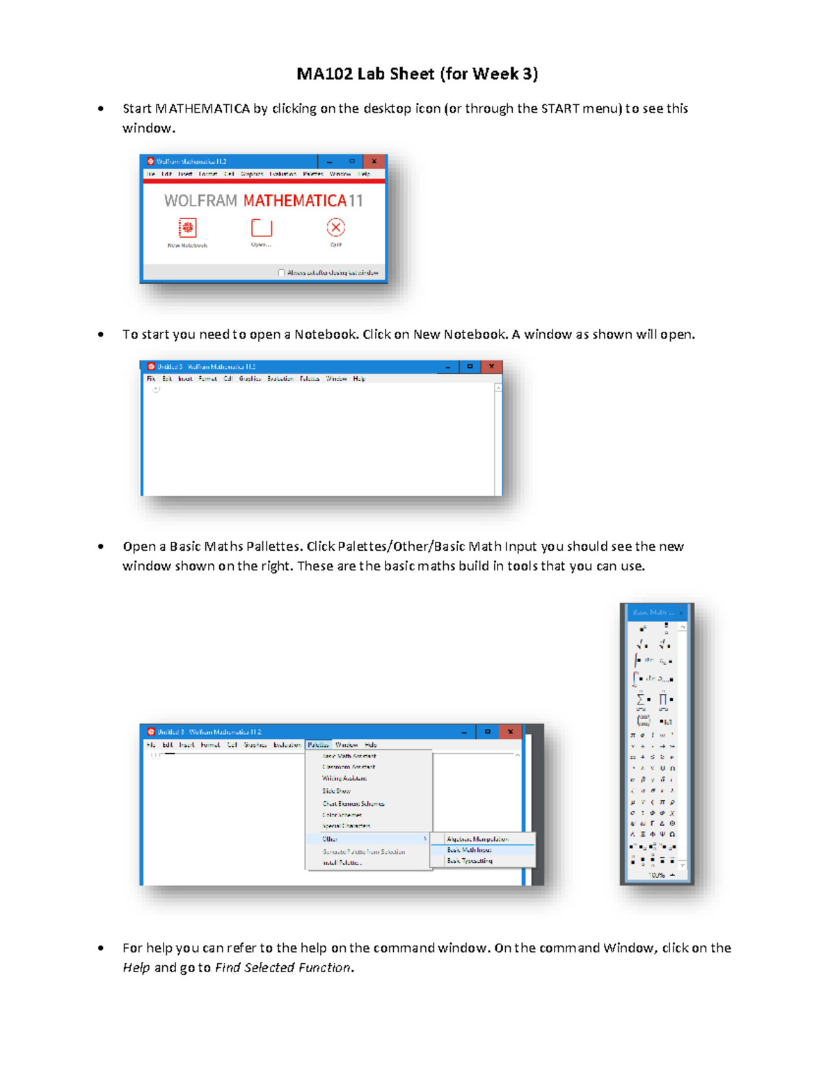 MA102 Lab Sheet (for Week 3) - To start you need to open a Notebook ...
