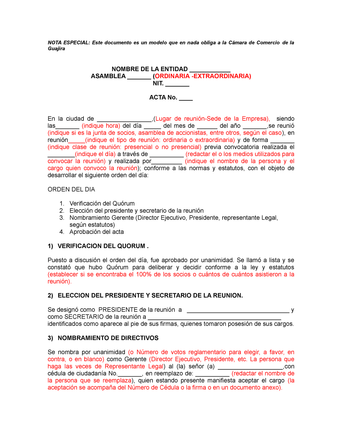 Acta Nombramiento Derecho Administrativo Nota Especial Este