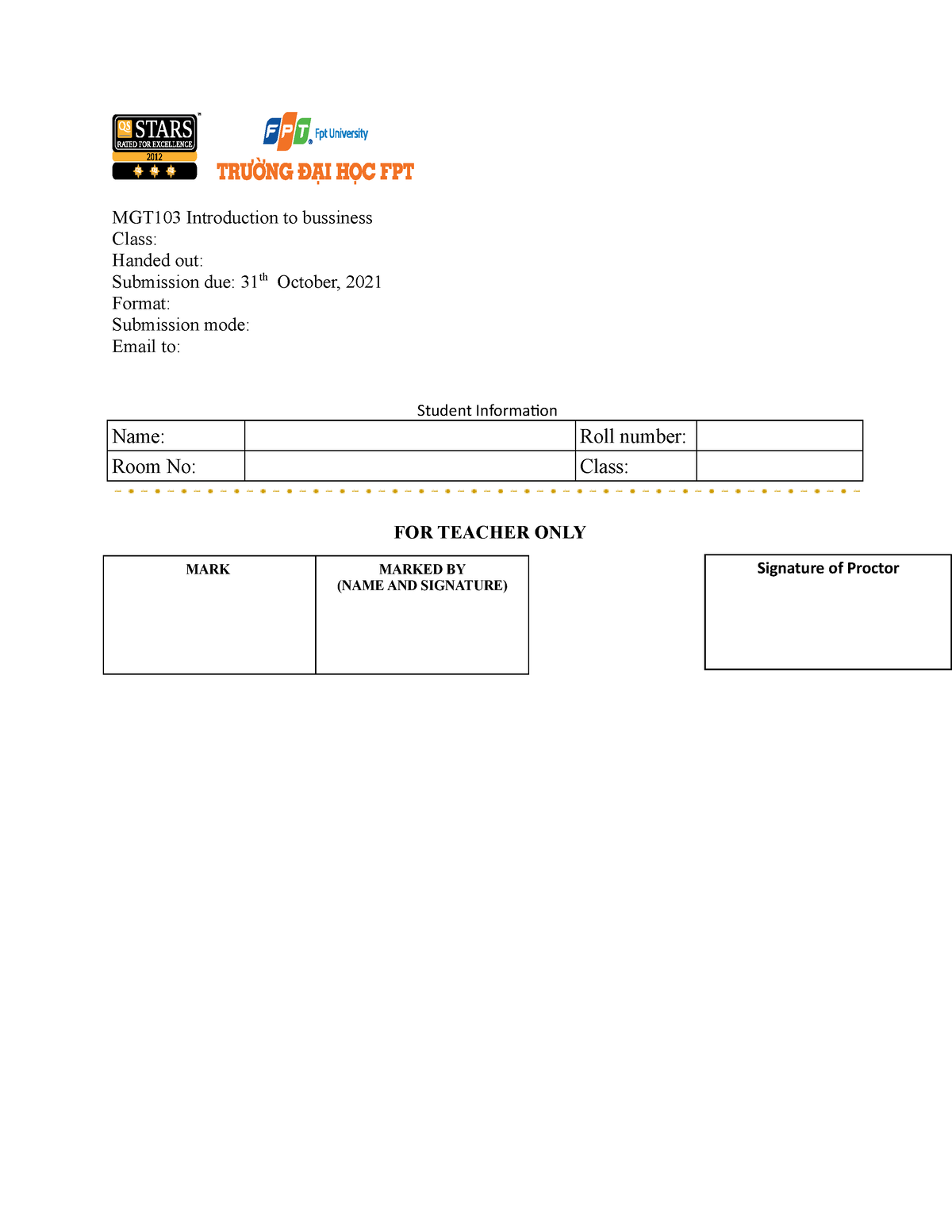 MGT103 Individual Assignment Cover Page - MGT103 Introduction To ...