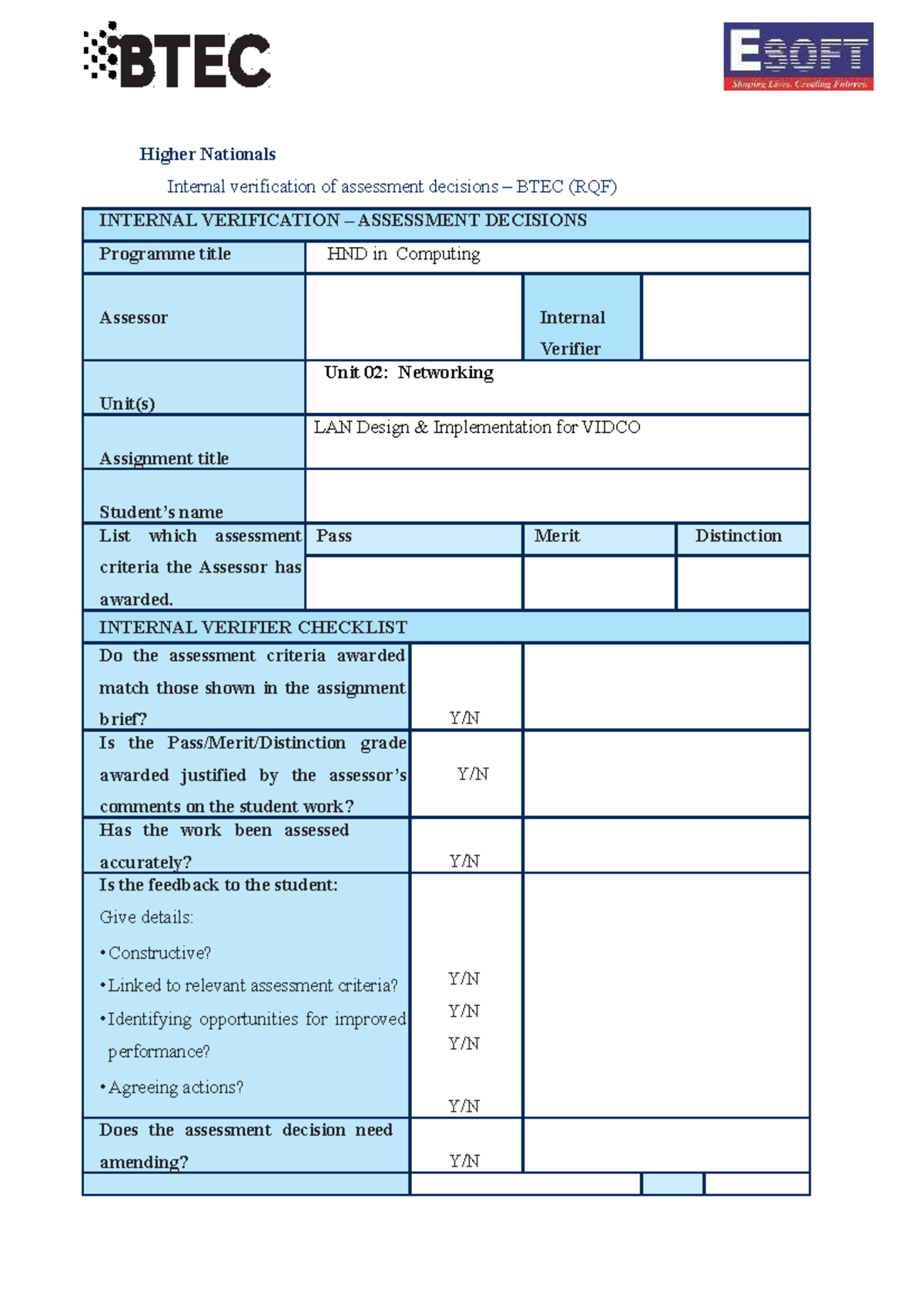 Unit 02- Networking 2020 Reworded - Higher Nationals Internal ...