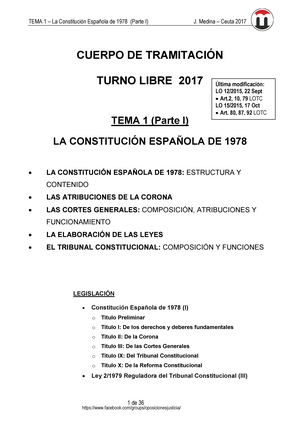 Tema 1 Constitucion Espanola Studocu