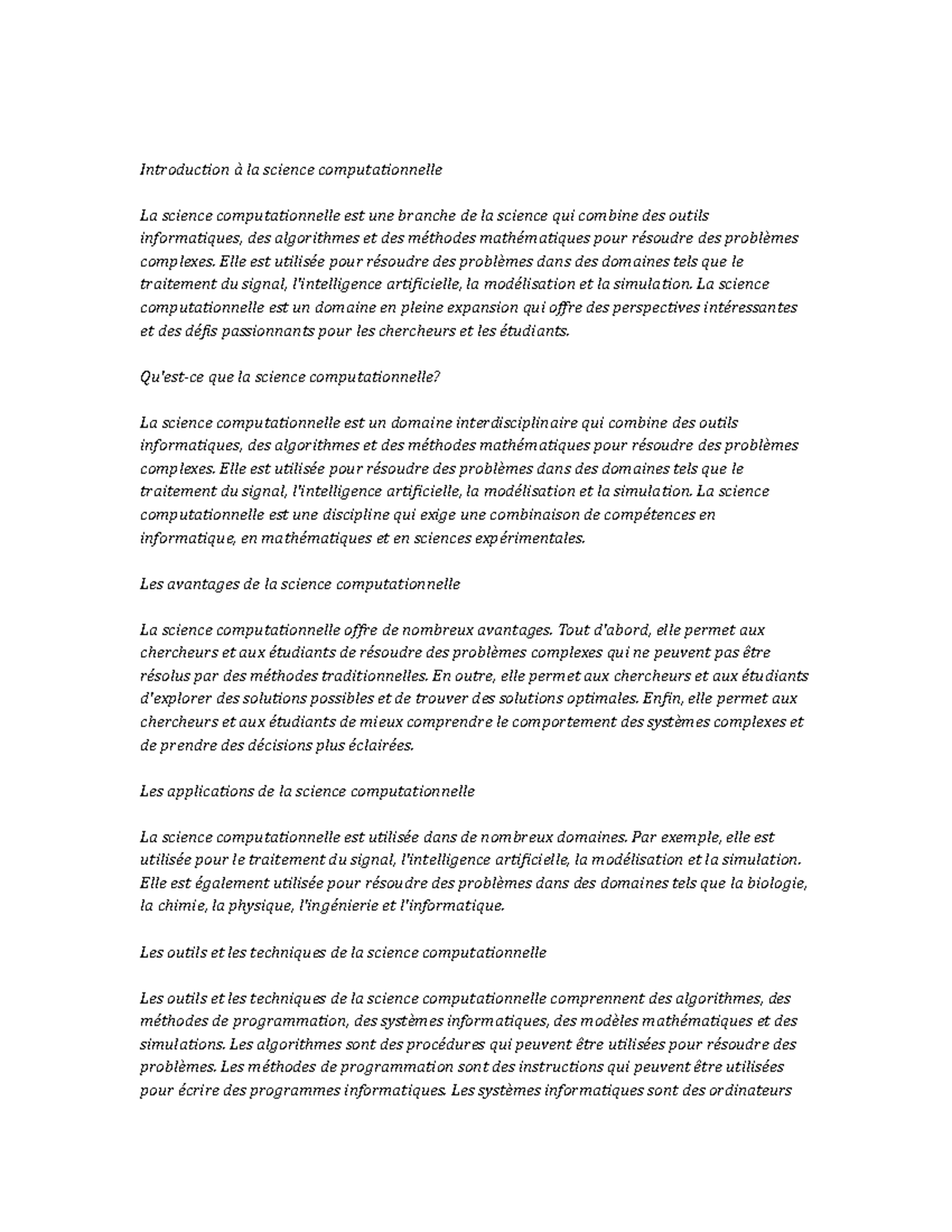 Computational Science Study Notes - Introduction à la science ...