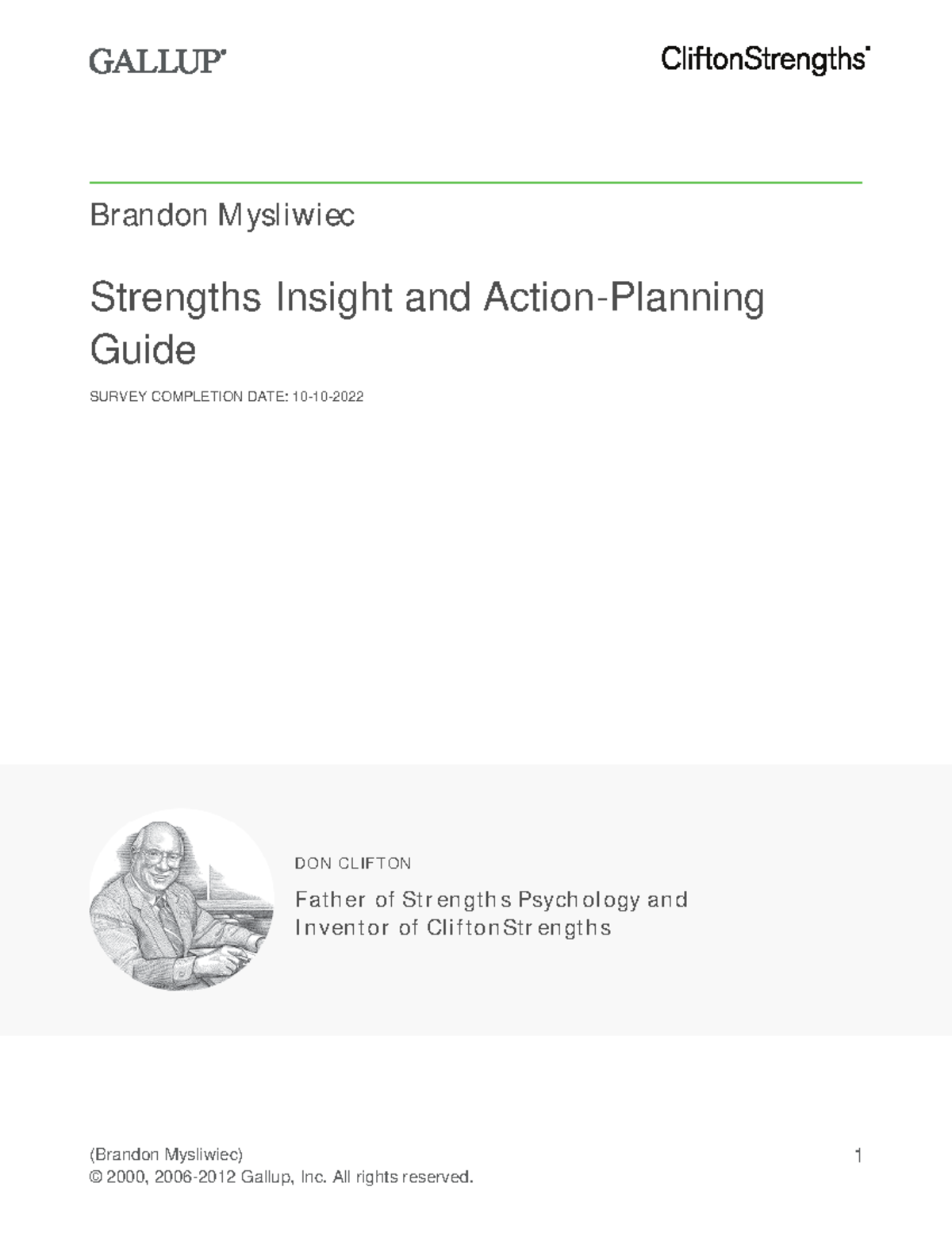 Gallup Report - Brandon M ysliwiec Strengths Insight and Action ...