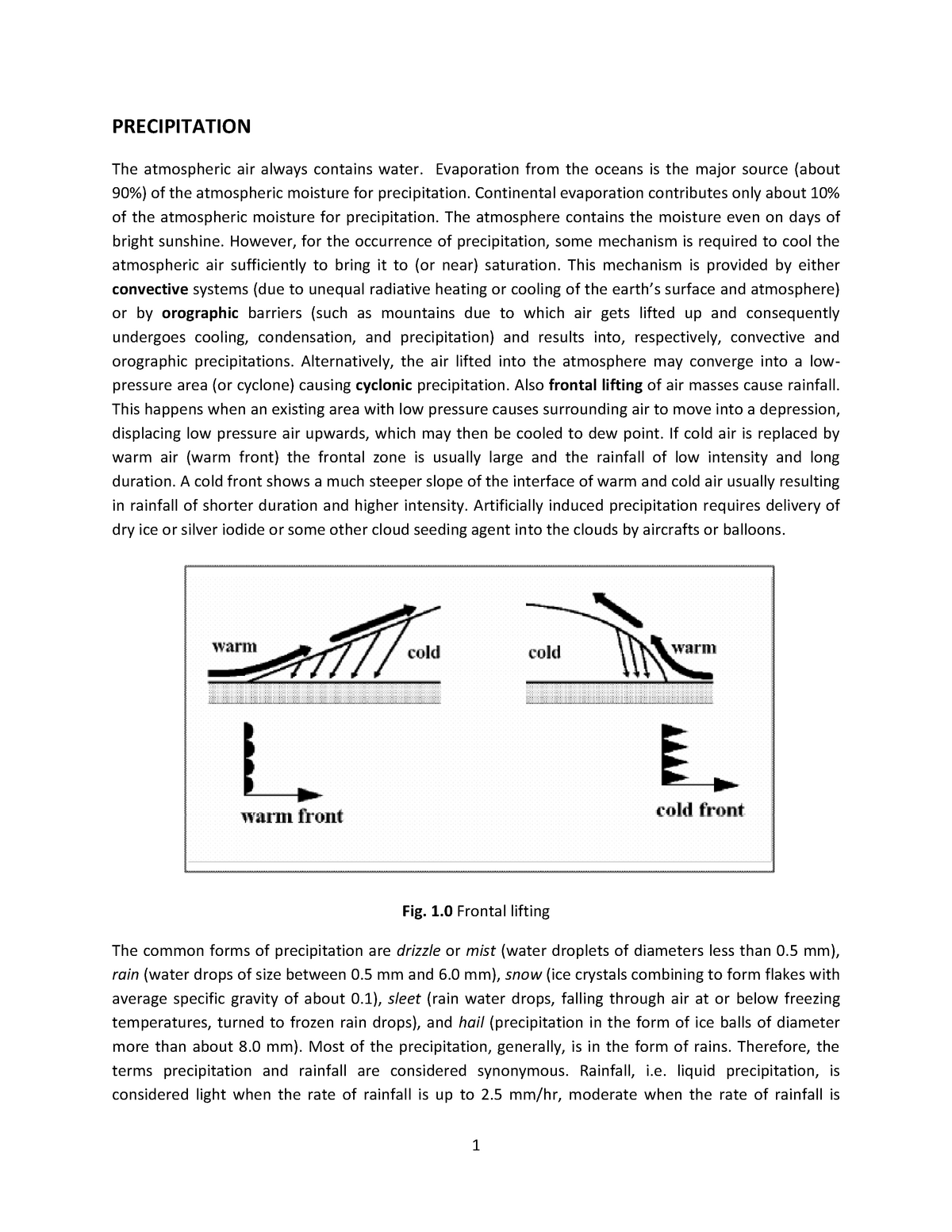 Precipitation - Lecture Notes 2 - PRECIPITATION The Atmospheric Air ...