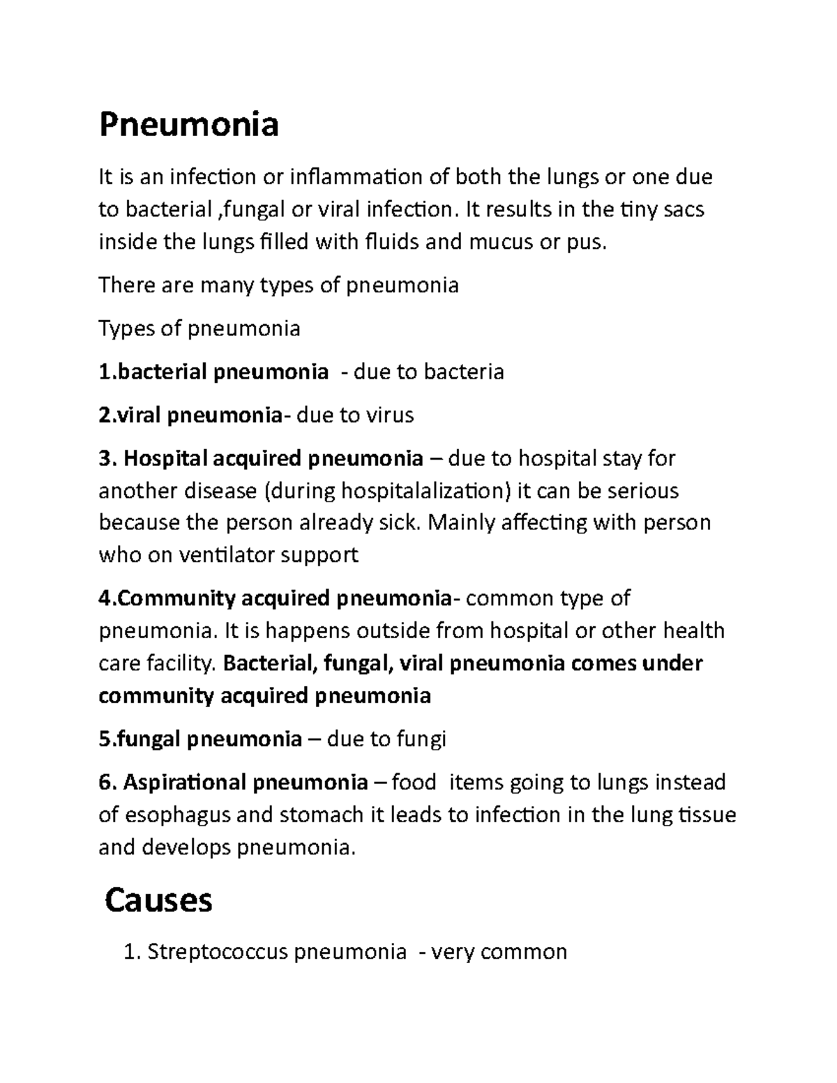 Document (14)pneumonia - Pneumonia It is an infection or inflammation ...