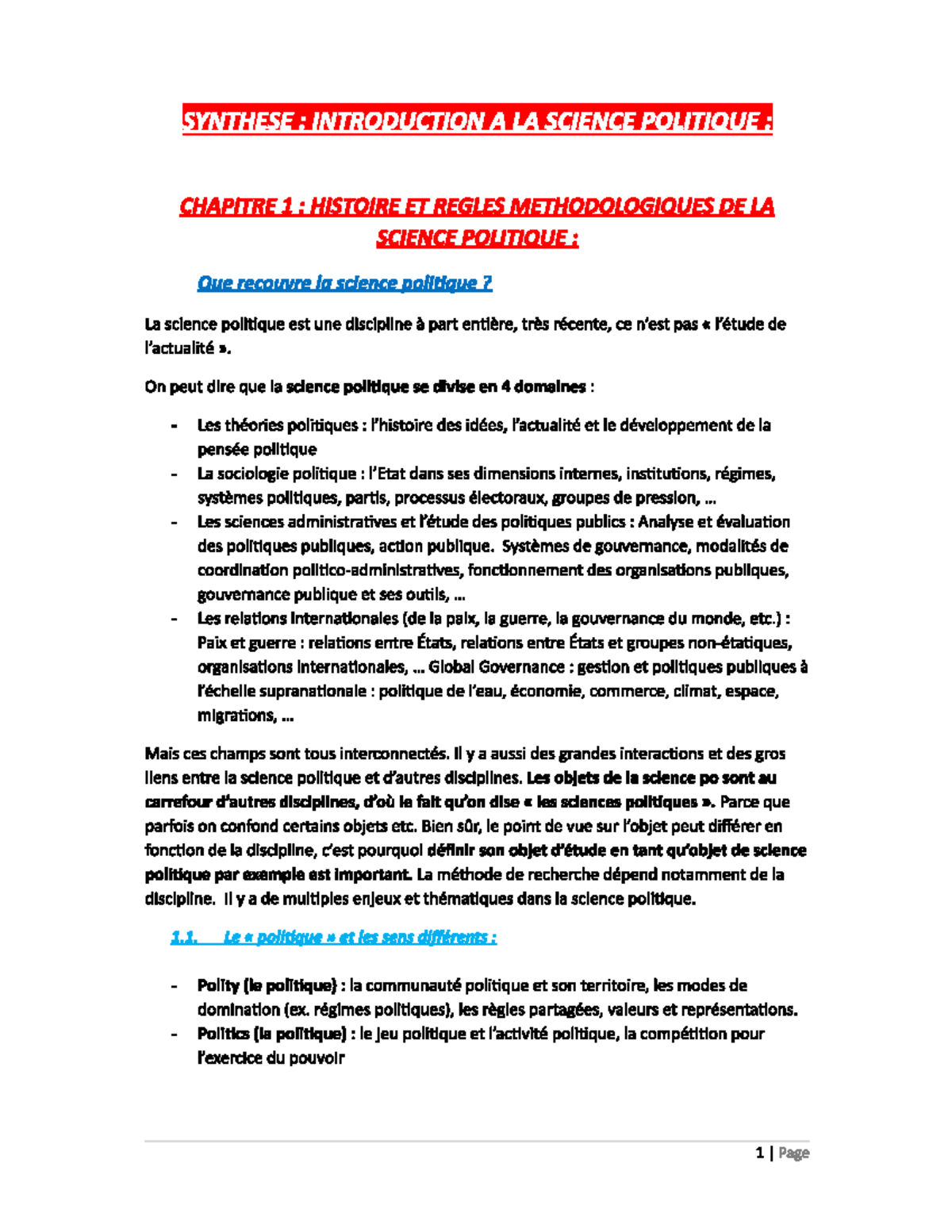 Synthese 2021 - Introduction à la science politique et initiation à la ...