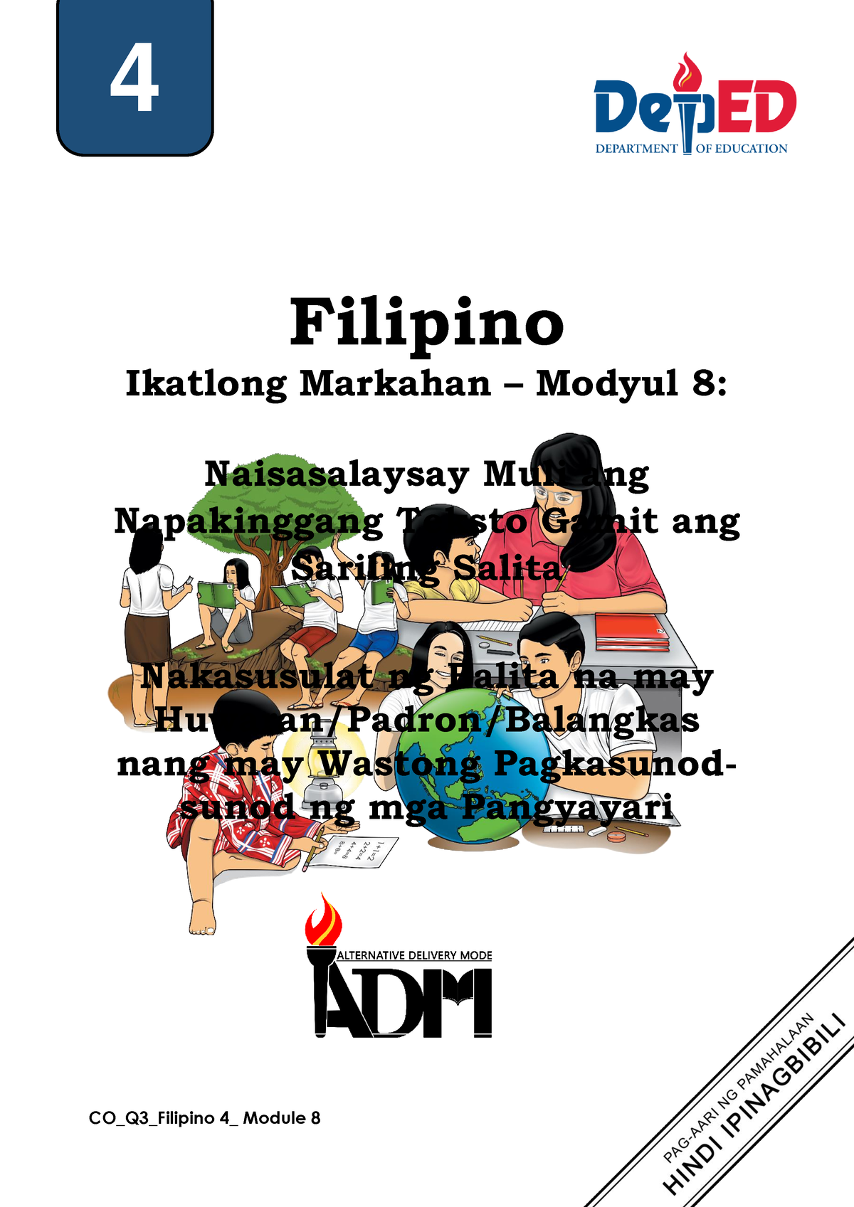 Fil4-q3- Modyul 8 - Sanaysay - Filipino Ikatlong Markahan – Modyul 8 