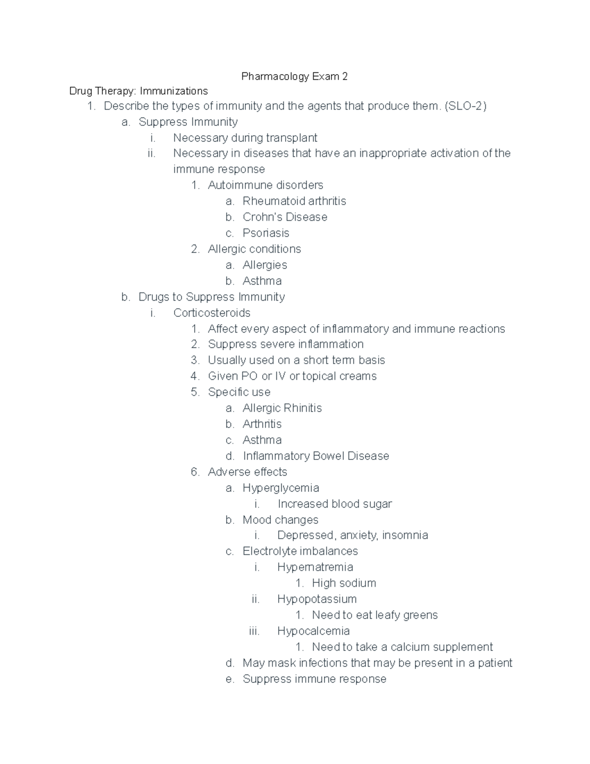 Pharmacology Exam 2 Notes - Pharmacology Exam 2 Drug Therapy ...