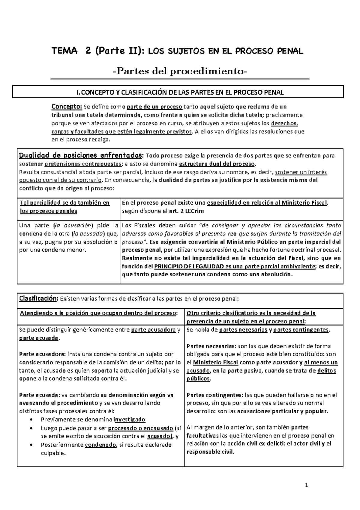 TEMA 2 Procesal Penal - TEMA 2 (Parte II): LOS SUJETOS EN EL PROCESO ...
