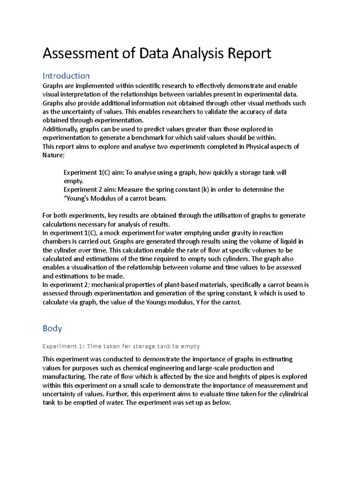 Assessment of Data Analysis Report - Assessment of Data Analysis Report ...