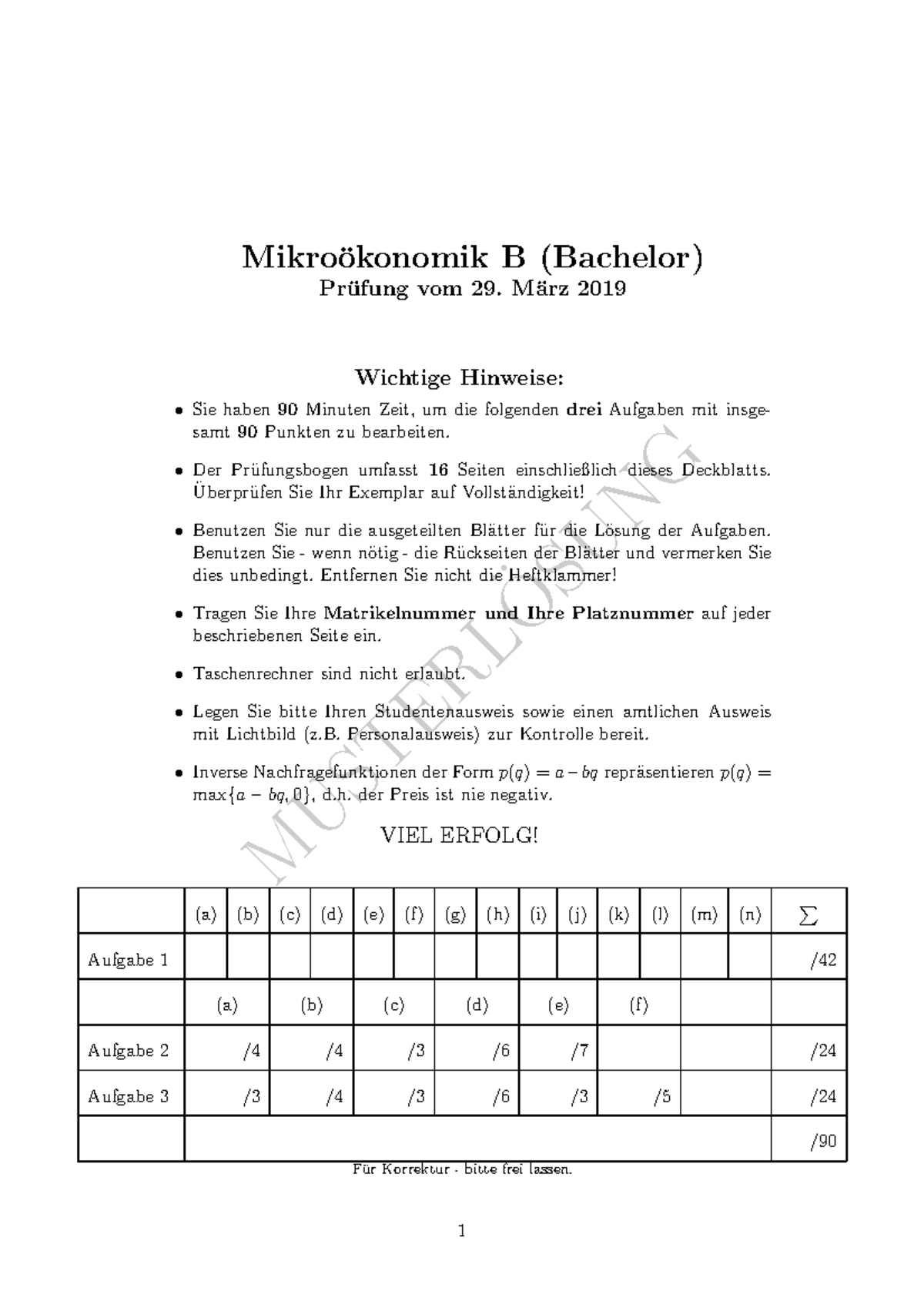 Klausur 2018 WiSe 2. Termin Mit Lösung - MUSTERL ̈ OSUNG Mikro ̈ ...