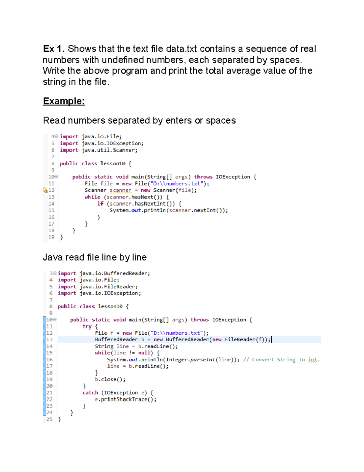 Exercises 6-Java-Text IO 2023 2024 - Java Technology - Ex 1. Shows that ...